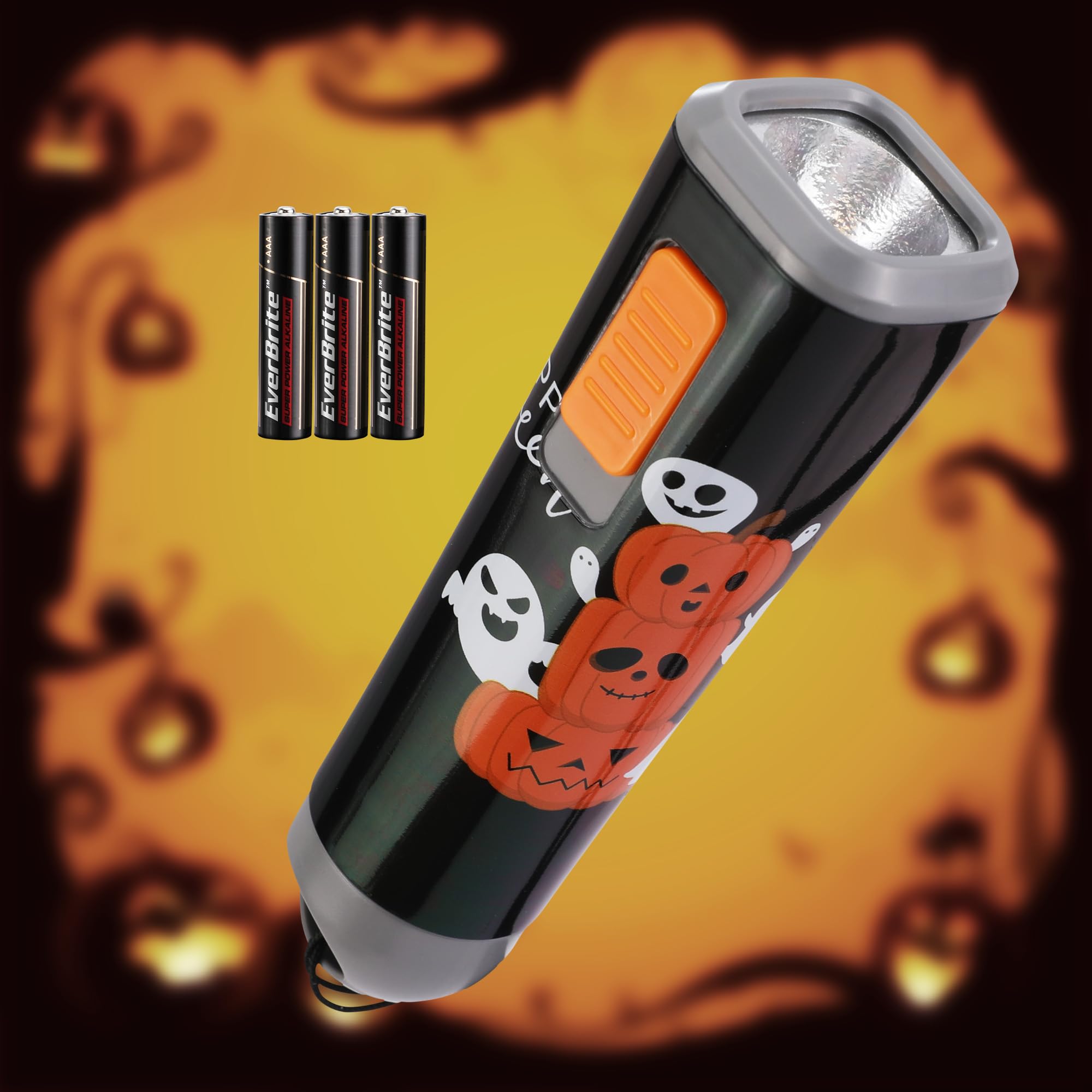 EverBrite Halloween Torcia per bambini con cavo Nero, piccola torcia a LED per bambini 1W con 3 batterie AAA, regali di Halloween per bambini