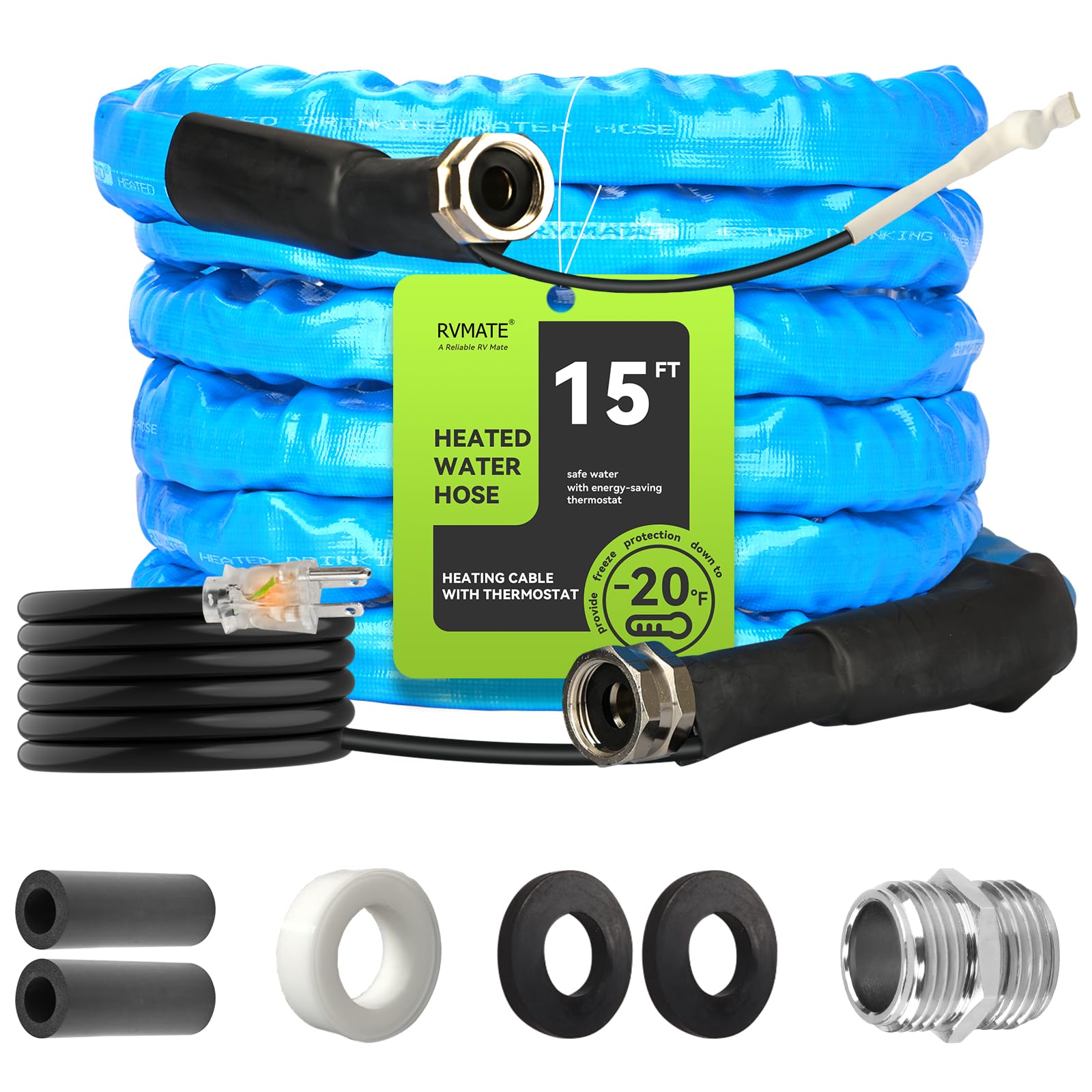 RVMATE 15FT Heated Water Hose