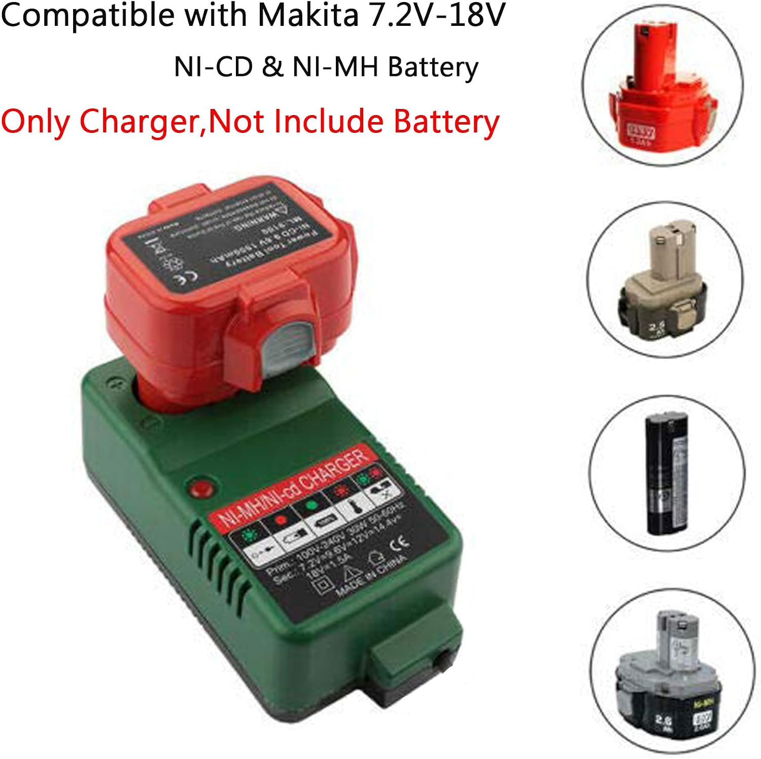 Charger compatible with various Makita batteries, batteries not included