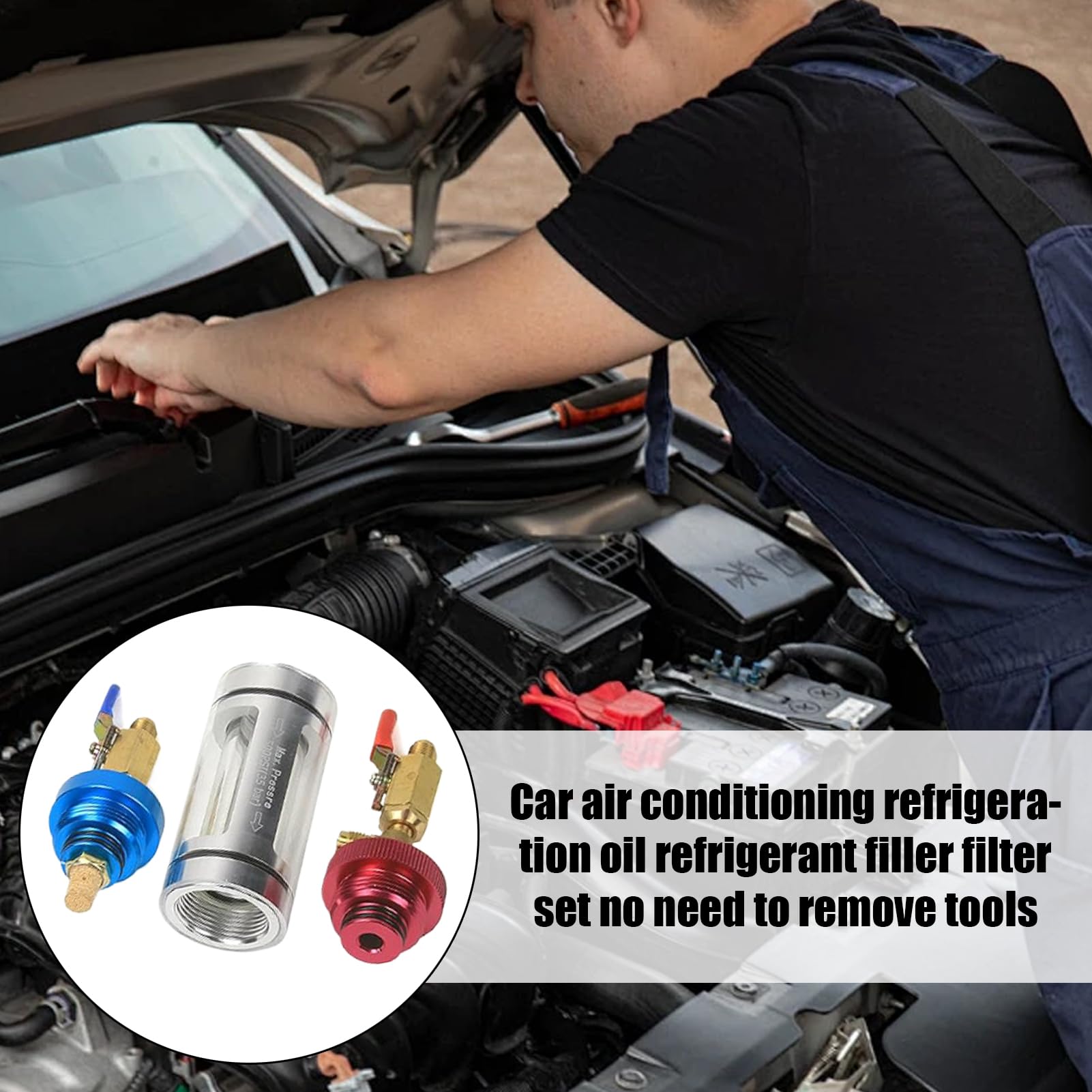 Kit Tester Olio AC – AC Professionale per Controllo 'Olio refrigerante | Kit Tester con regolatore per monitoraggio in Reale filtrazione impurità riempimento Manutenzione Quotidiana | Analizzatore Olio Refrigerante Impianto AC Auto Kit, Filtrazione Impuri