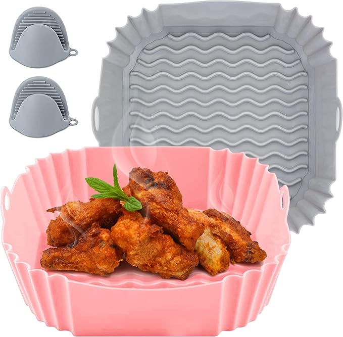 BW 2Pack Square Silicone Air Fryer Liners 8 Inch For (4 to