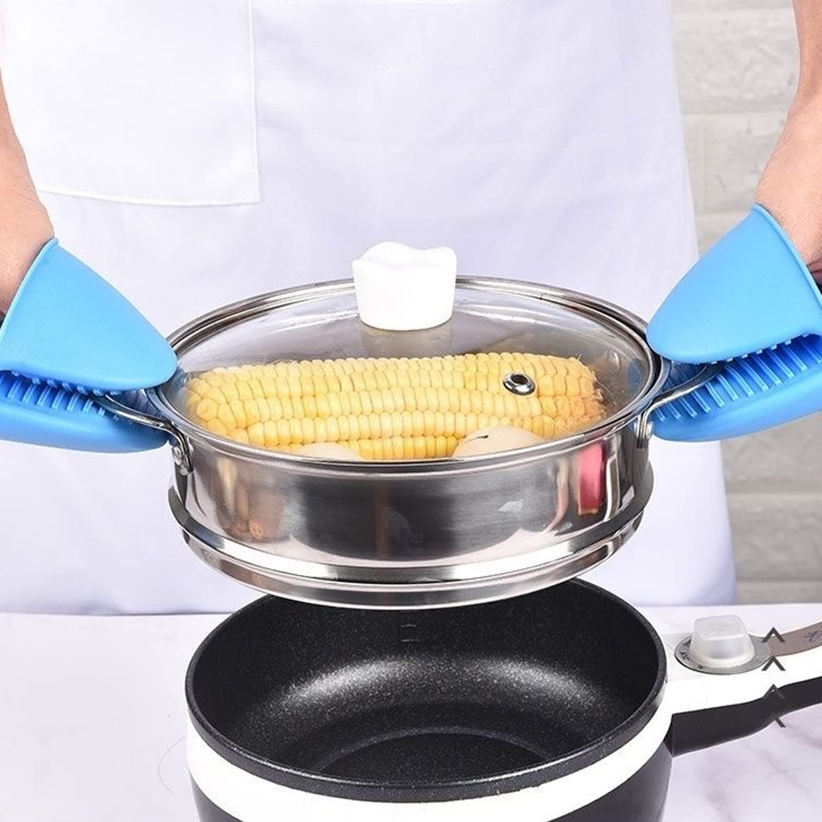 Guanti Da Forno Antiscivolo Con Doppio Calore: Impermeabili, Resistenti Al Fuoco (800°C), Polsini Lunghi, In Aramide E Silicone, Per Cucina E Barbecue - 2