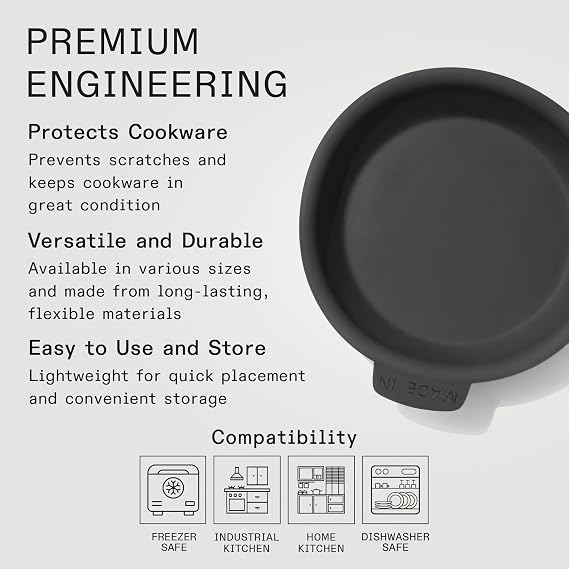 Made In Cookware - 10 Frying Pan Protector - Molded Silicone - Dishwasher Safe - Graphite