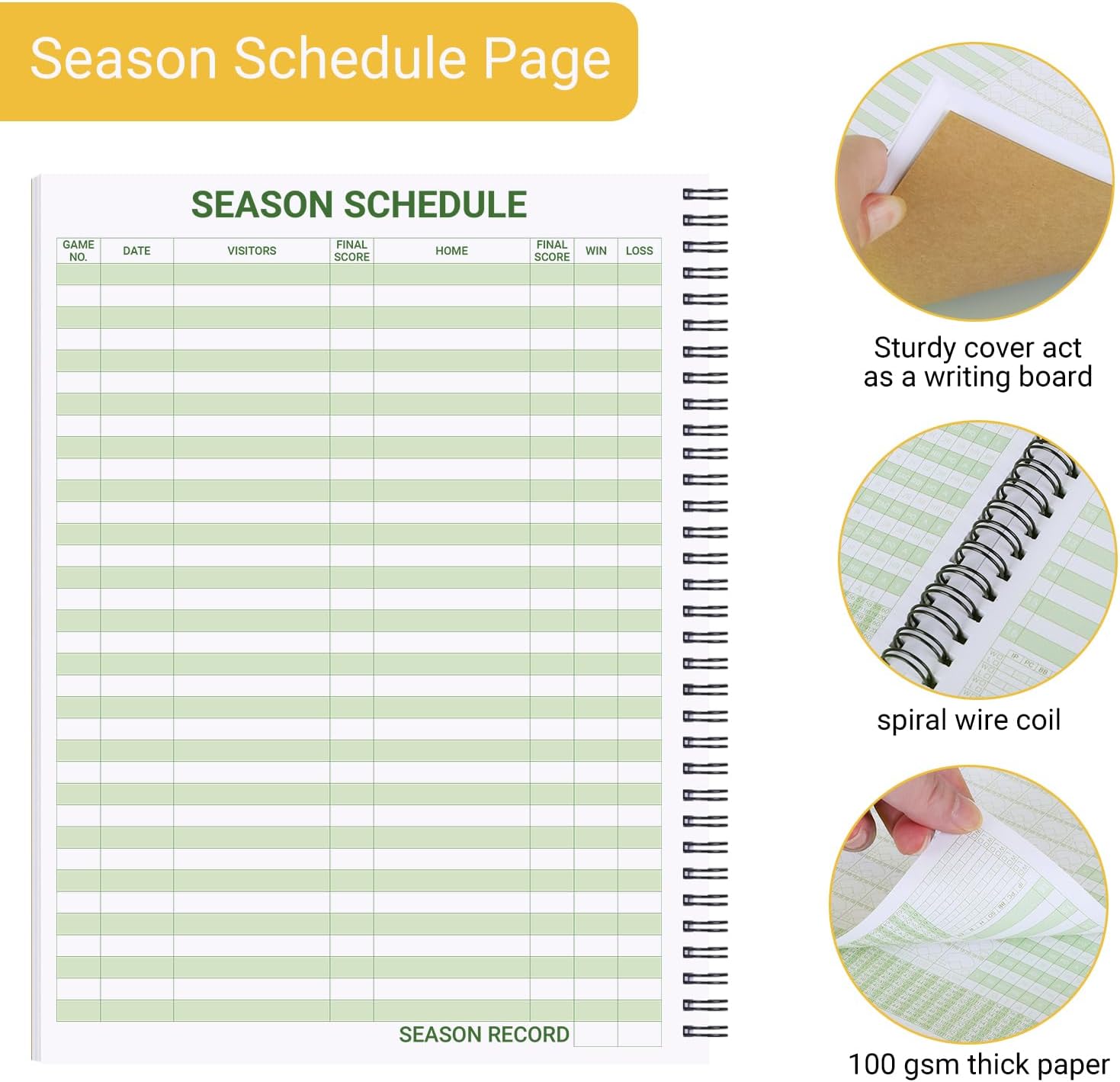 3 Pack 9x12 Baseball Scorebook, Softball Score Keeping Book, 35 Games 16 Players, Extra Innings, Baseball Stats Book for Youth, High School Adult Leagues