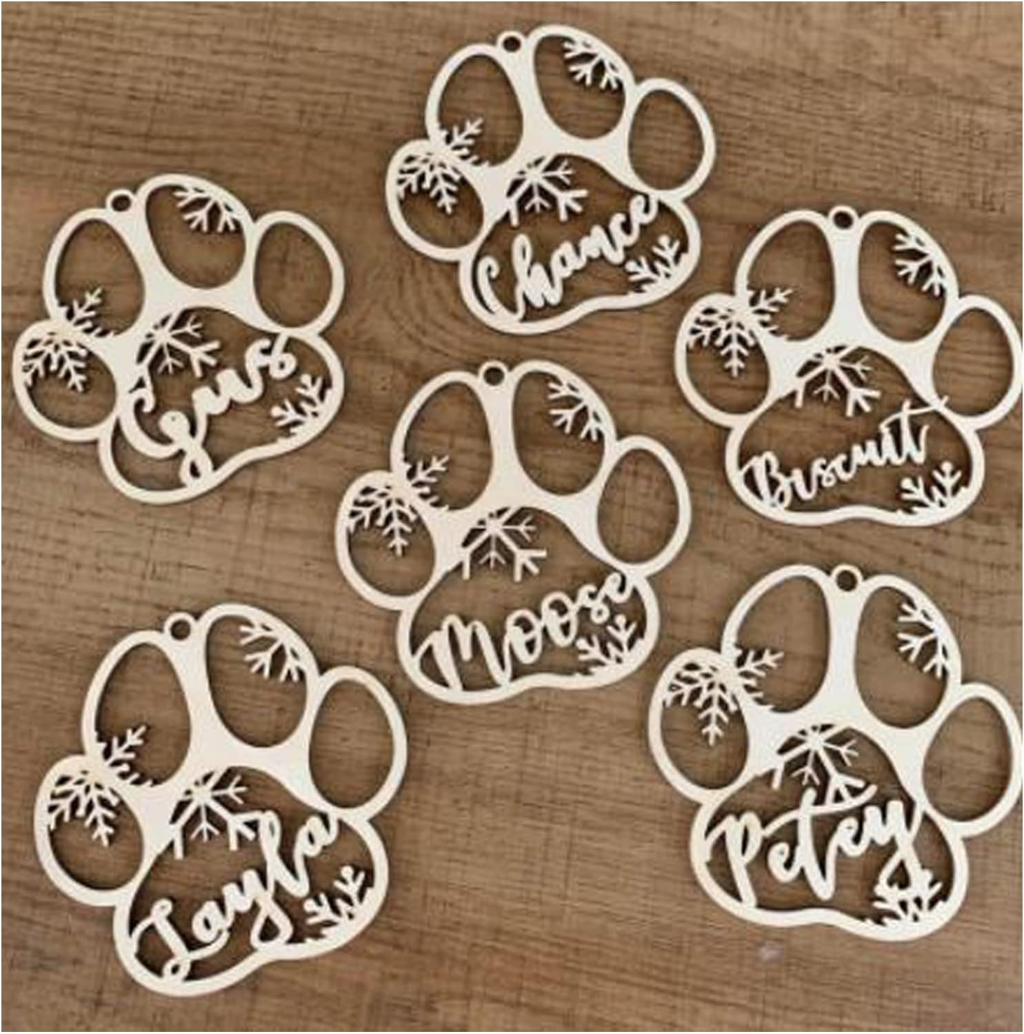 Personalized Your Dog's Name,Personalized Christmas Bauble Gift Tags,Custom Christmas Cat Ornament, Wooden Ornament Ball with Name,Wooden Personalised Hanging Gift (F,20PCS)