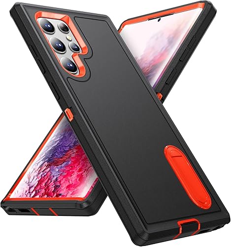 IDweel Funda para Galaxy S22 Ultra con soporte integrado, protección de alta resistencia, a prueba de golpes, antiarañazos, ajuste delgado, funda