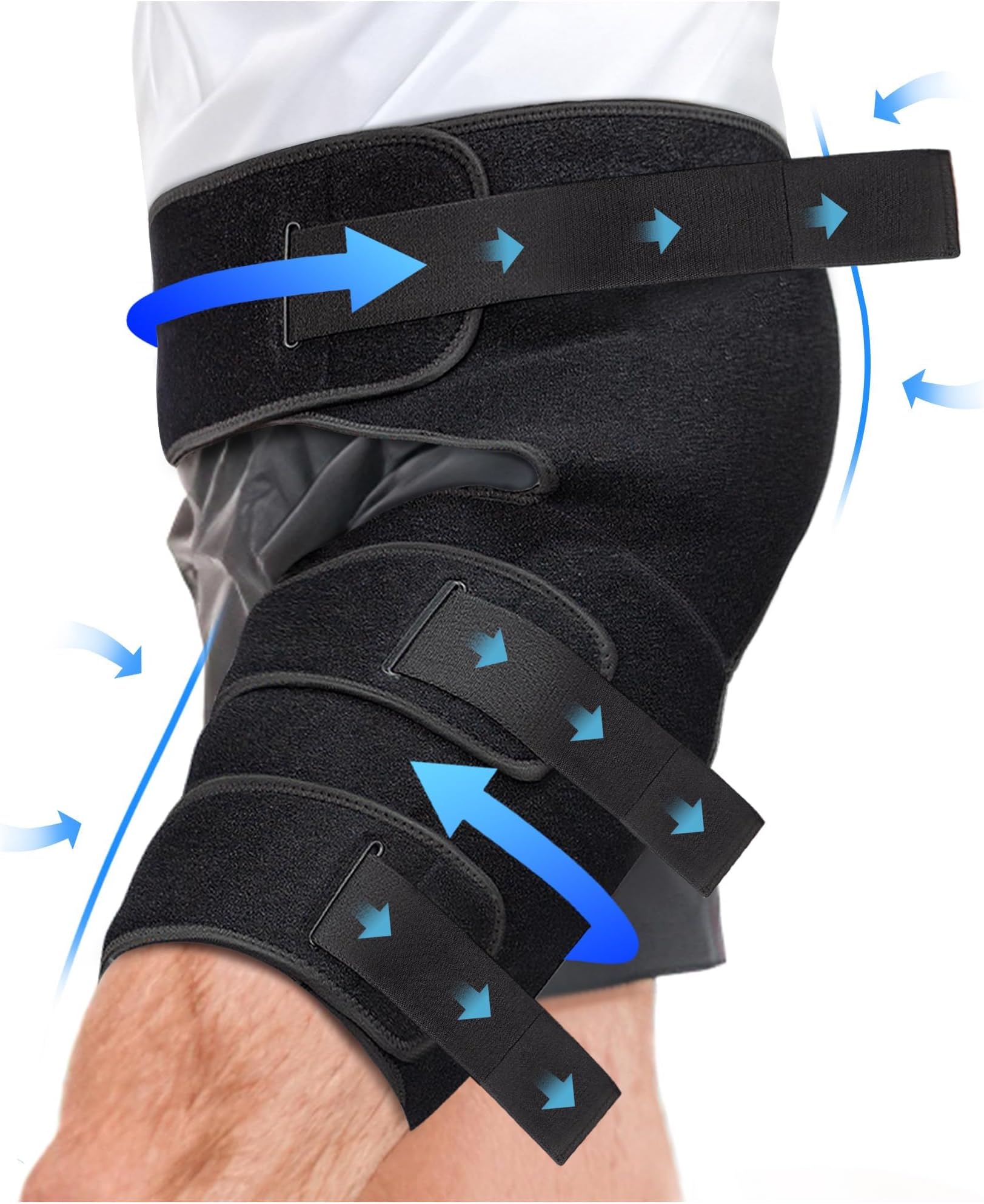 Hiball Adjustable Hip Brace, Groin & Hamstring Compression Wrap for Men Women, Thigh Compression Sleeve With 6 Pressure Straps, Buttock & Quad Support, Upper Leg Brace for Sciatic Nerve Pain, Bursitis