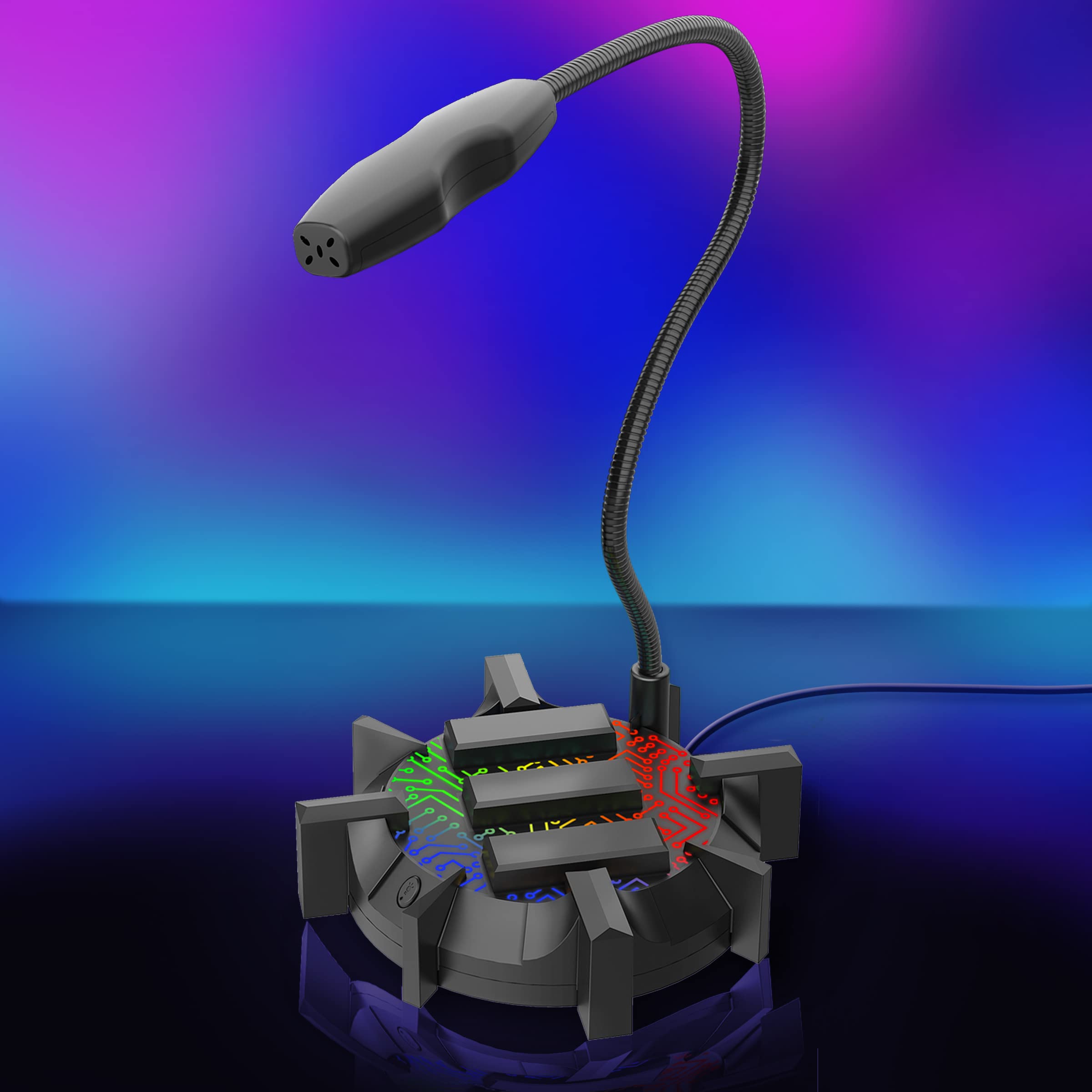 ENHANCE Microfono da Gioco USB Plug-in - Accessori da Gioco per Computer PC Microfono a Condensatore con Collo di Digno a 360 Gradi, Luci RGB, Compatibile con Streaming Youtube, Microfono Podcast, PS5