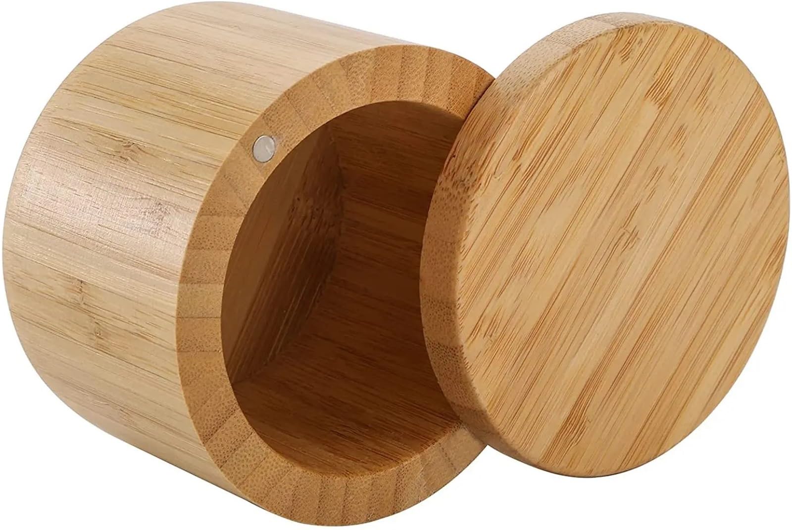 UBOHUZ 2Pcs Salt Cellar Kitchen Box with Swivel Magnetic Closure Lid Round Container to Storage Pepper Spice for Salt Sugar Spice Pepper(Box without spoon)