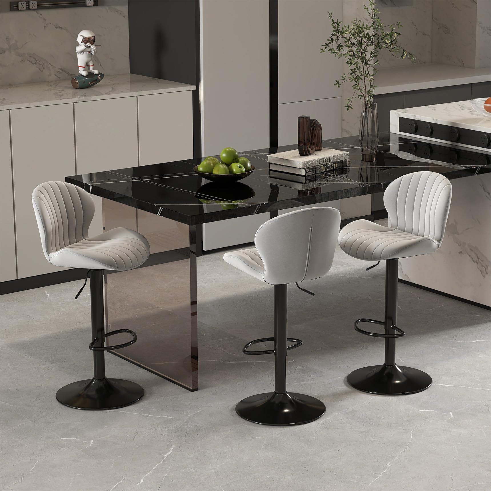 Youhauchair Velvet Bar Stools Set of 3