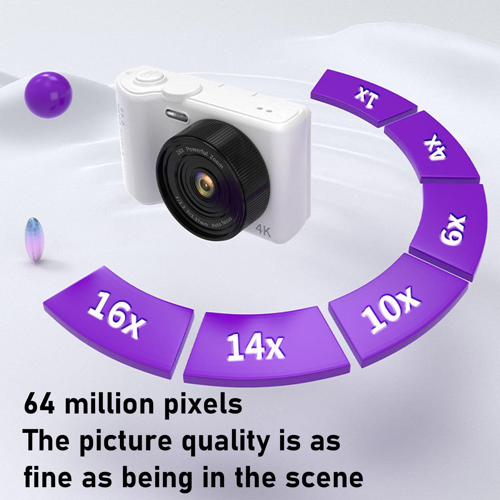 Tangxi Fotocamera Digitale da 64 MP con Schermo Ribaltabile Video 4K Zoom Digitale 16x Connettività WiFi LCD Ruotabile da 3" per Vlogging con Flash LED