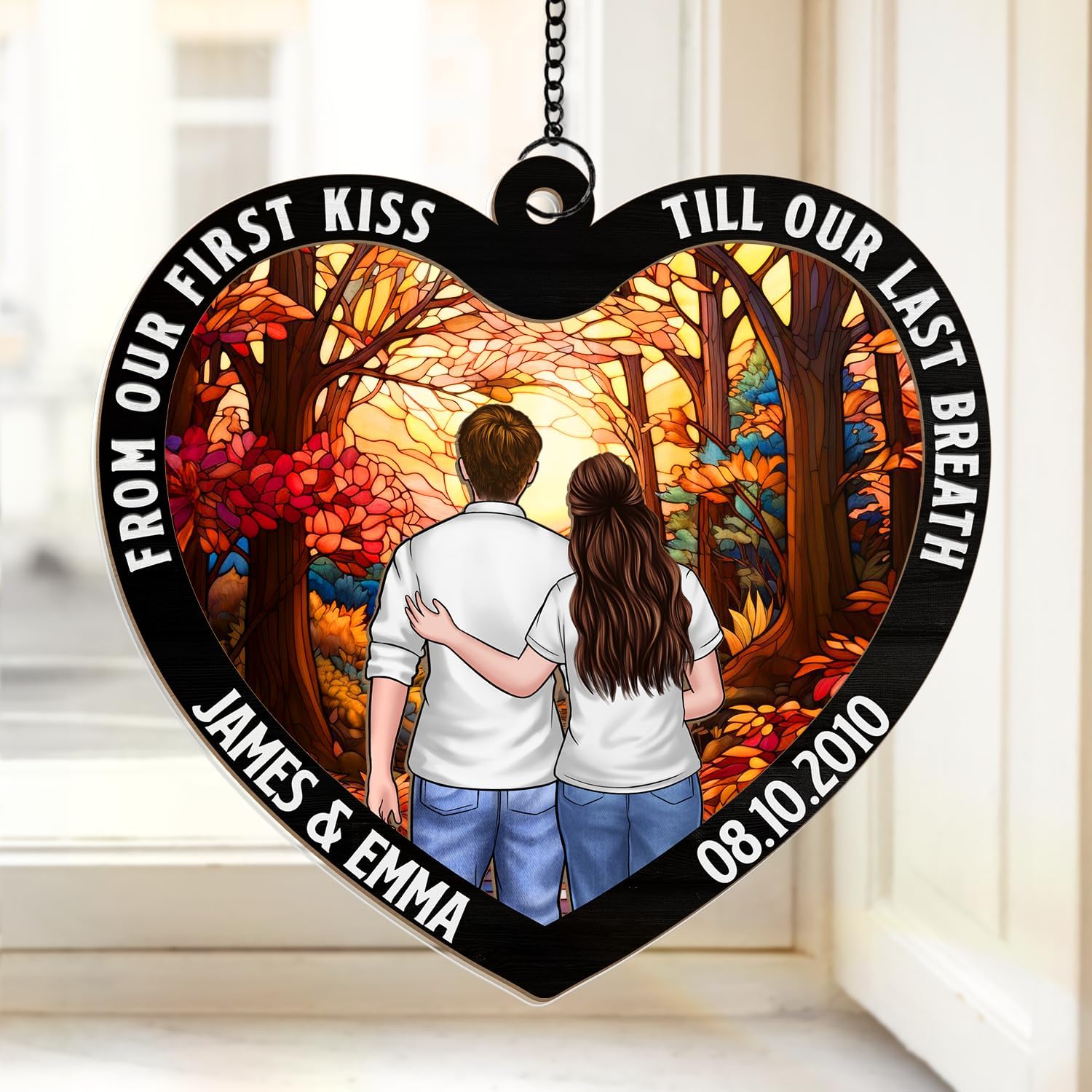My Favorite Love Story is Ours, Personalized Couple Hanging Suncatcher, Wedding Gifts for Couples 2025, Anniversary Birthday Gifts for Wife Husband, Romantic Gift for Her Him