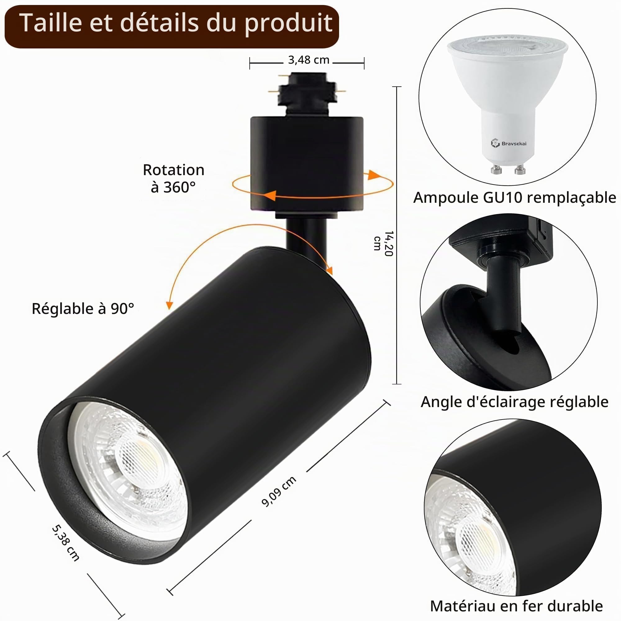 Kit d'éclairage RGB GU10 16 couleurs rail lot de 8 projecteurs à changement de couleur H 2x1,5 M, éclairages sur rail IR pour salon, fêtes à domicile, boîtes de nuit