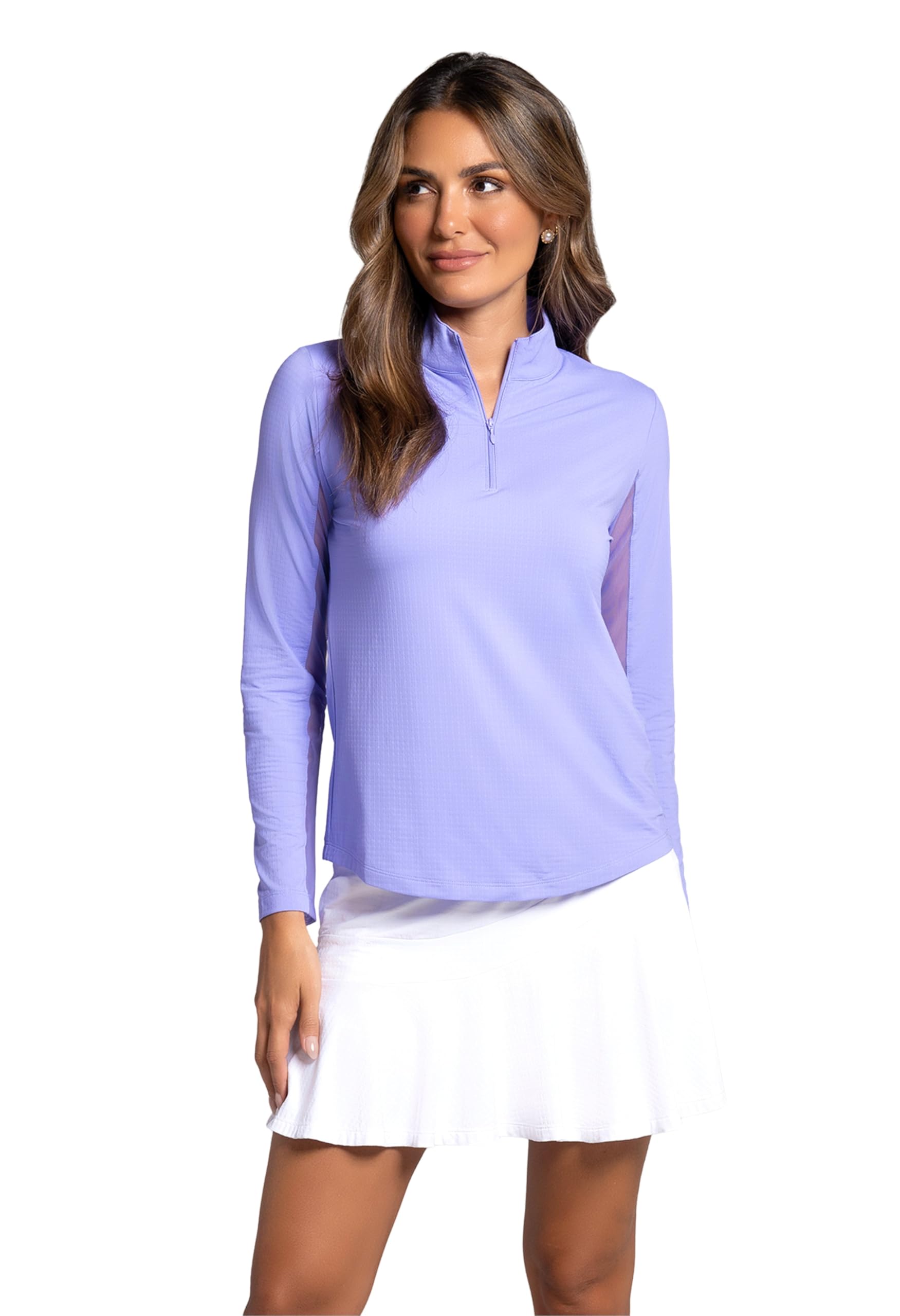 IBKUL Athleisure Wear Sun Protective UPF 50+ Icefil Cooling-Solid Long Sleeve Mock Neck Top-80000