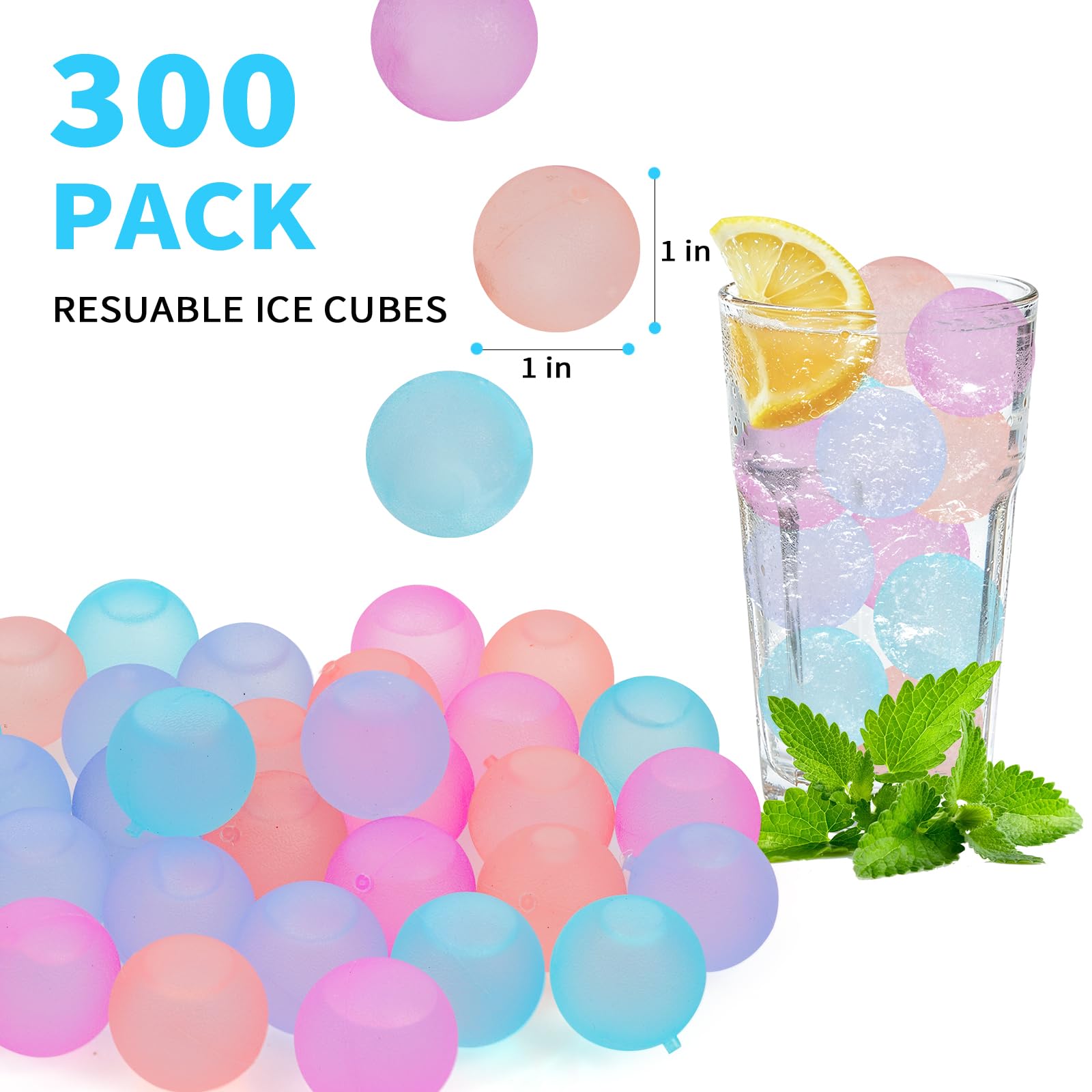 Lot de 300 glaçons réutilisables pour glacières, changement de | Glaçons en plastique sans BPA, aspect faux glaçons, ne diluent pas la saveur, recongelables, sac de rangement