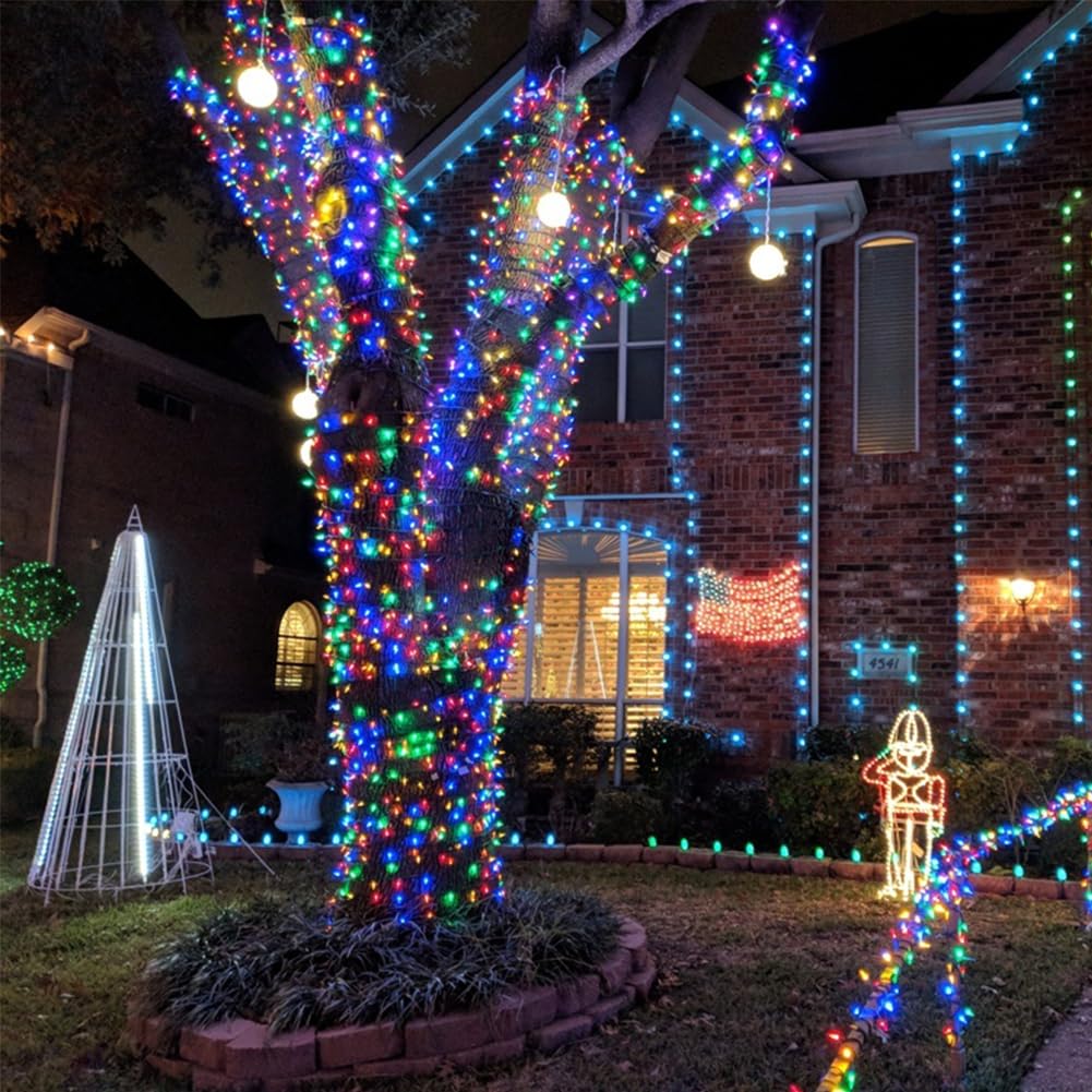 FLVOECN 120 m, 1200 LED per esterni, illuminazione natalizia per esterni, con telecomando, 12 modalità, timer, ghirlanda di Natale con illuminazione per feste, matrimoni, Pasqua, giardino, balcone