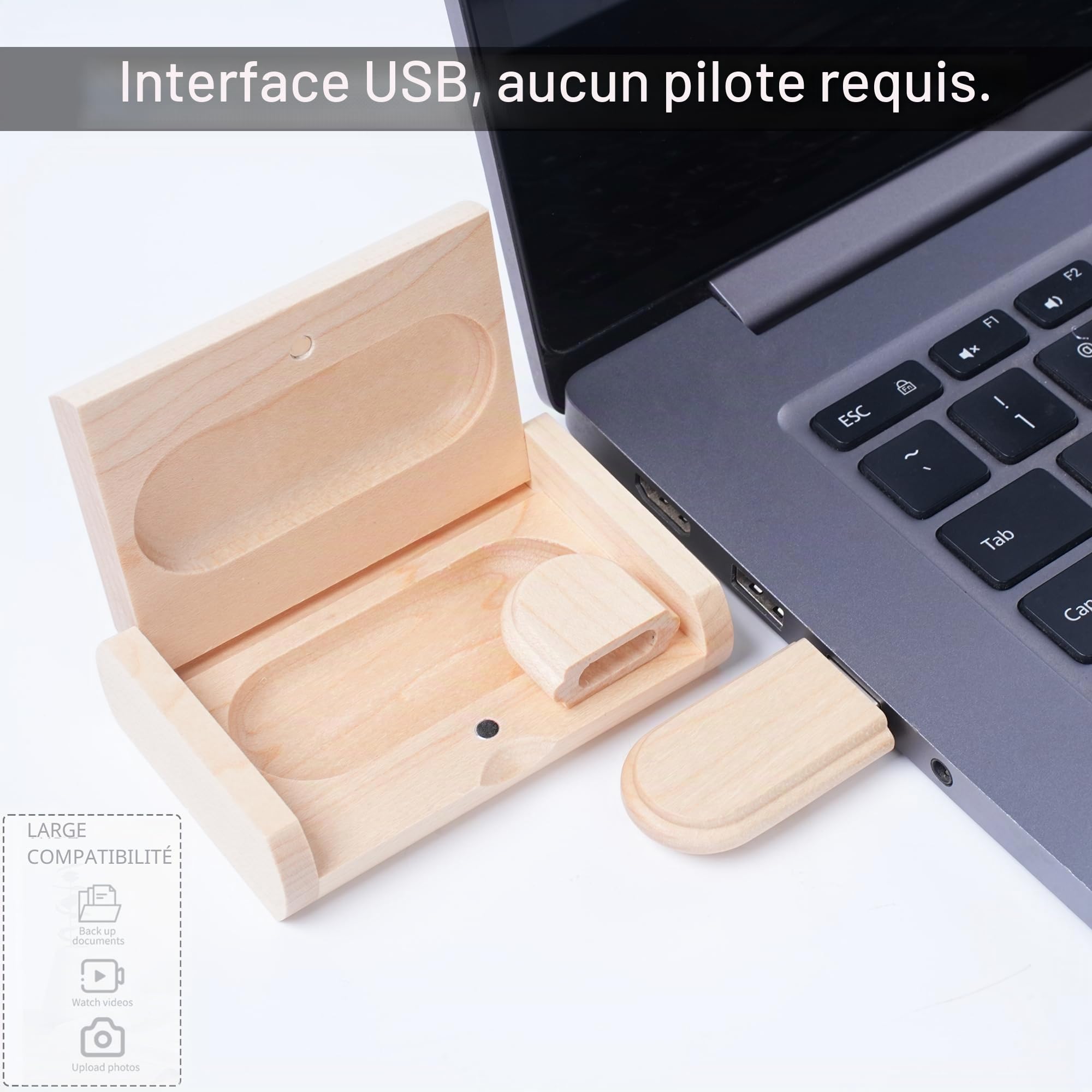 Lot de 5 clés USB en bois avec boîte en bois (3,0/32 Go)