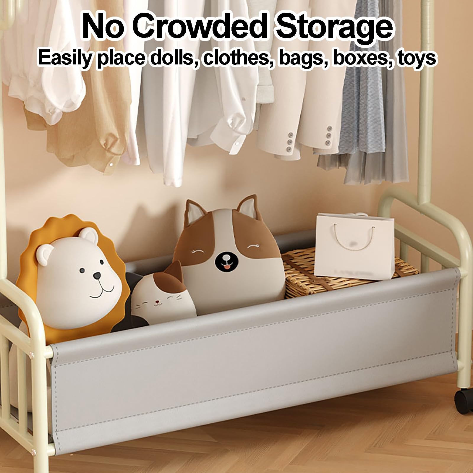 Appendiabiti con ruote, 1 barra porta abiti per uso domestico, supporto per scarpe, robusto supporto per armadio, 83 x 35 x 168 cm, ideale per l'organizzazione della camera da letto