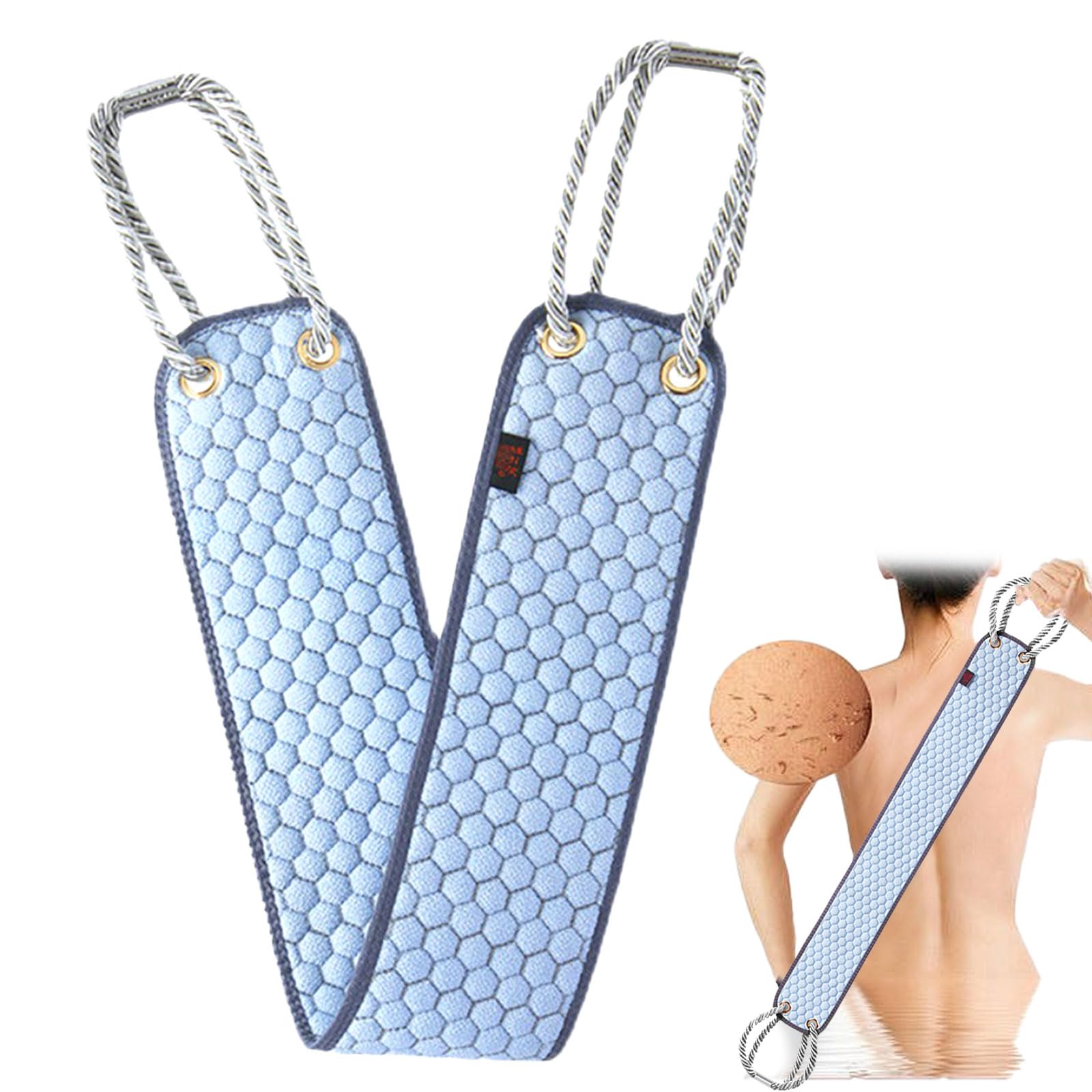 FUIPVGI Esponja Cuerpo, Cepillo Espalda Ducha con Mango, Doble Cara Cepillo Exfoliante Corporal, Esponja Baño Cepillo ducha Espalda para Masajee Limpiar Exfoliación Hombre Mujer (Azul)