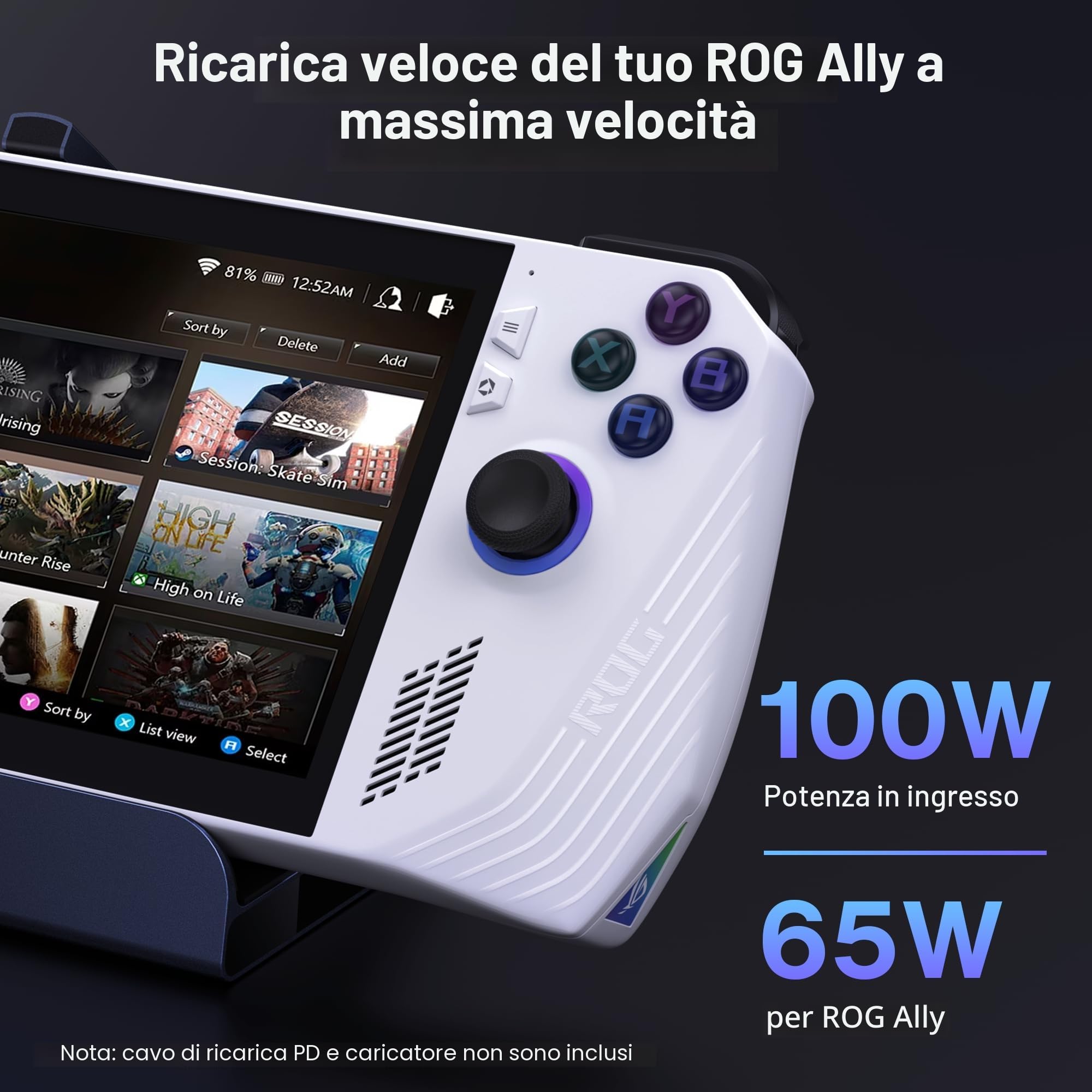 iVANKY 8-in-1 ROG Ally X Dock con HDMI 2.1 4K@144Hz, 3*USB-A 3.0, Carica USB-C da 100W, Ethernet da 1Gbps, Docking Station Compatibile con ASUS ROG Alloy X/Lenovo Legion go/Valve Steam Deck OLED