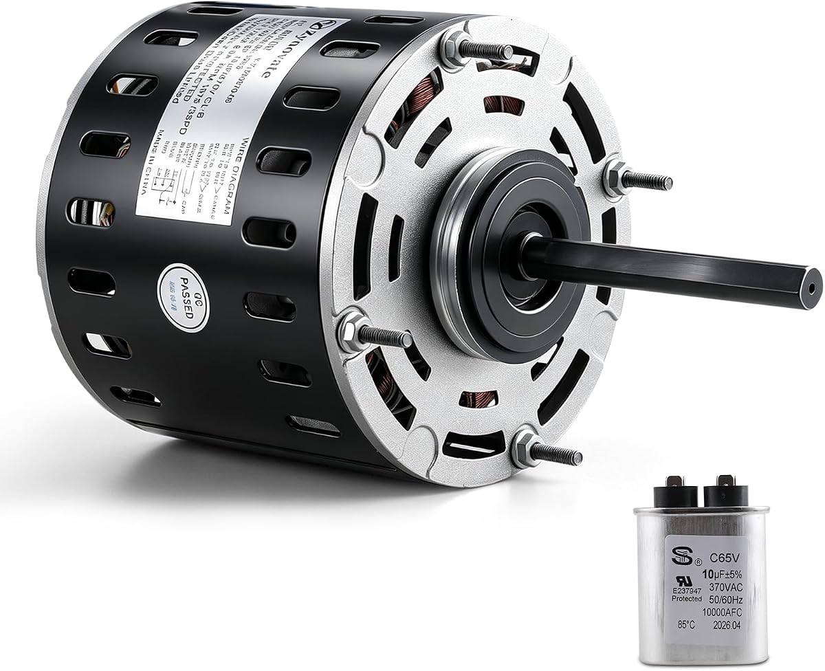 DL1056 Blower Fan Motor 1/2 HP 1075 RPM 3 Speed 115V 8.0A 48 Frame Motor | Sleeve Bearing Direct Drive Blower Motor Replace A.O.Smith DL1056 GE 3587 Fasco D701 Emerson 1865 Marathon X004 Packard 43587