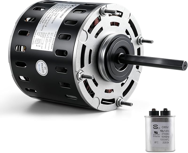 DL1056 Blower Fan Motor 1/2 HP 1075 RPM 3 Speed 115V 8.0A 48 Frame Motor | Sleeve Bearing Direct Drive Blower Motor Replace A.O.Smith DL1056 GE 3587 Fasco D701 Emerson 1865 Marathon X004 Packard 43587