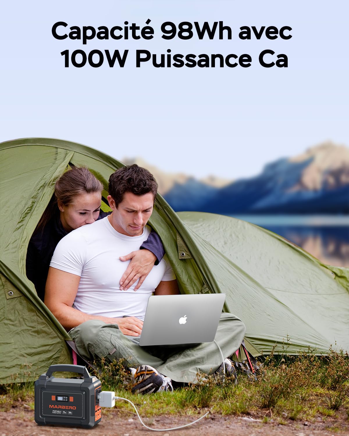 MARBERO 26.400mAh Stazione Elettrica Portatile con Pannello Solare Pieghevole da 30W e Borsa da Trasporto, Power Bank con Presa AC 150W di Picco, Generatore Solare con Pannello Incluso per Campeggio