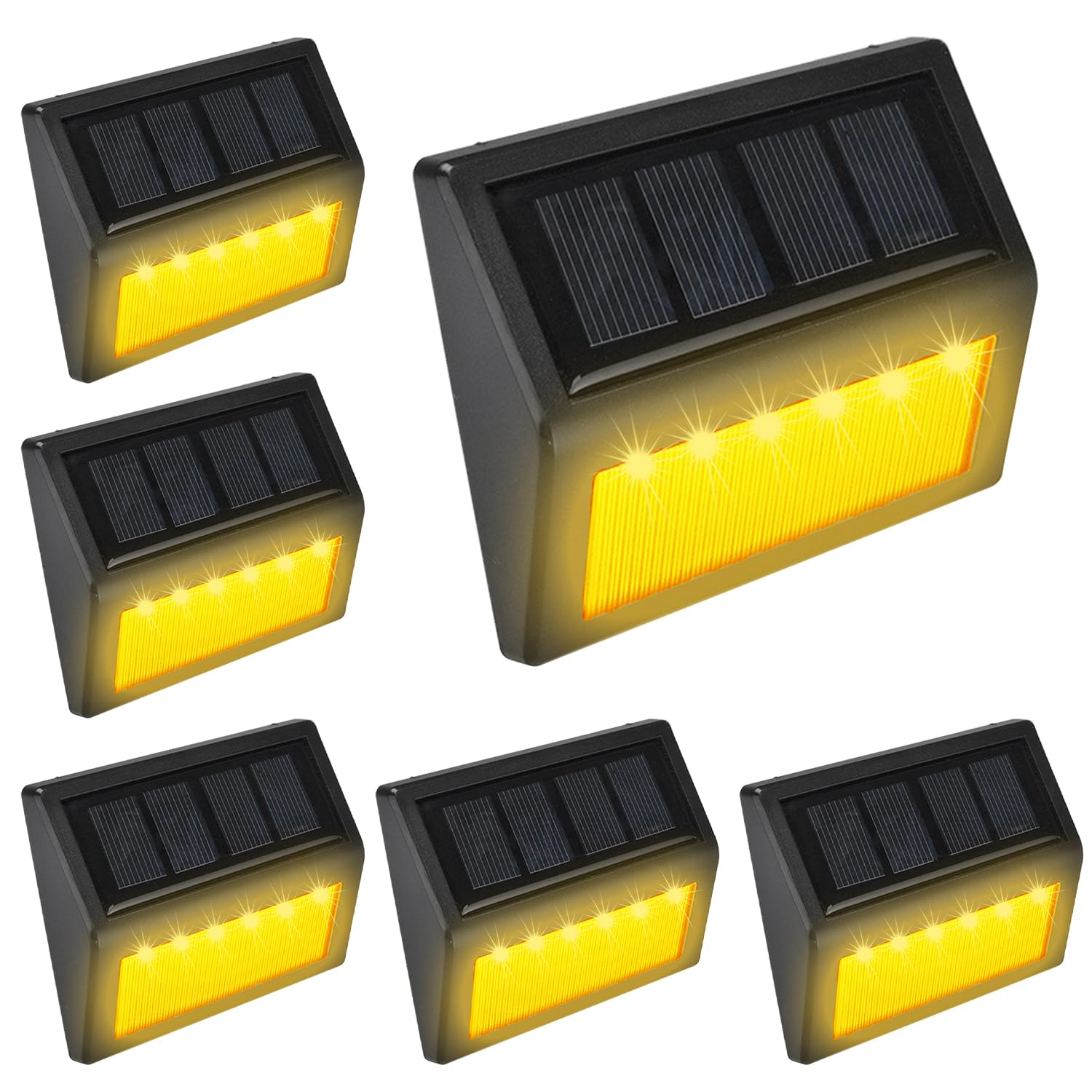QINGYA 6 Pack Solar Step Lights for Outside, Outdoor Step Lights Solar Stair Lights, Waterproof Deck Lights for Solar Powered, Garden Light Decor for Yard Fence Patio, Warm White Lights