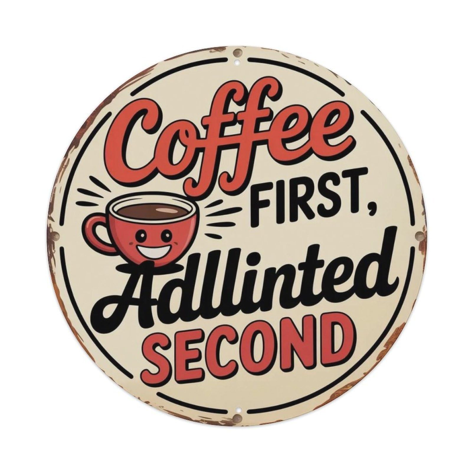 Coffee First Retro Cartoon Metal Tin Sign Plaque