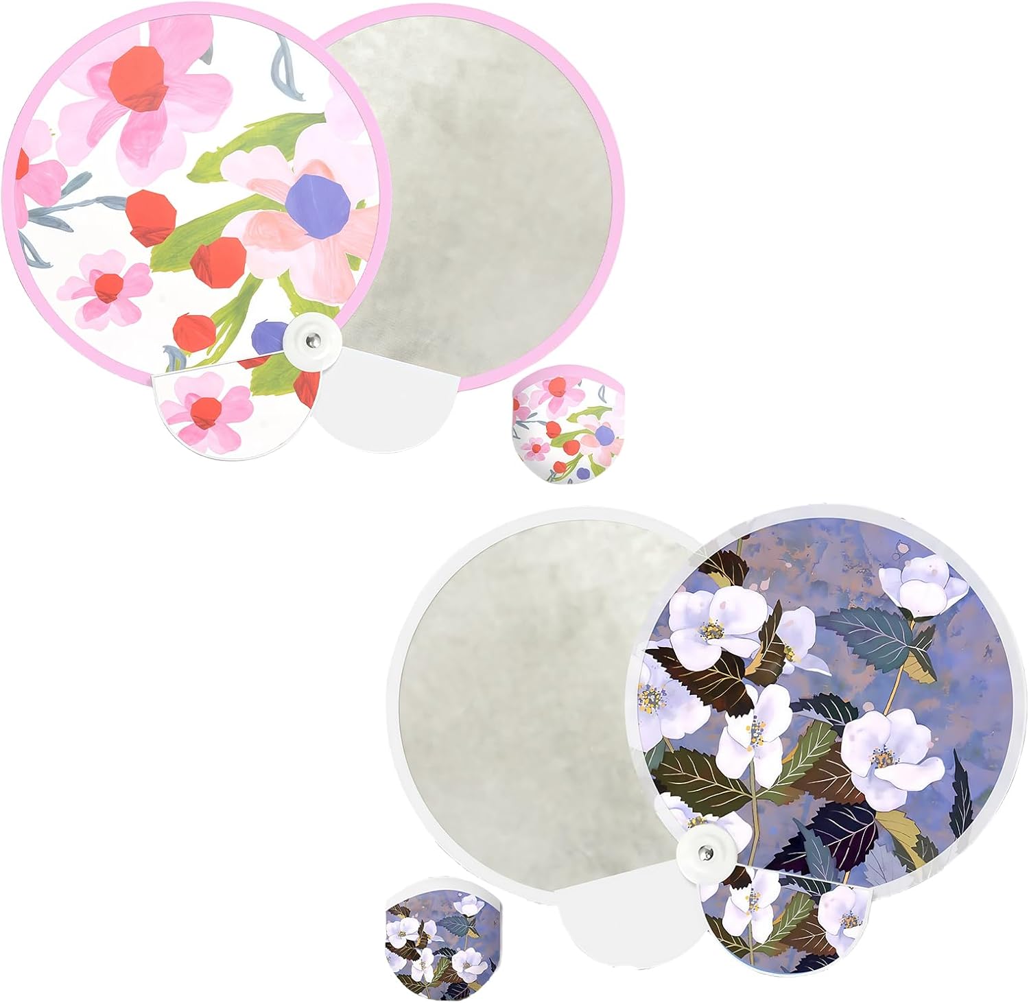 Round Foldable Hand, French Handheld Foldable Cooling, Florals Round Hand Fan for Womens Girls for Women