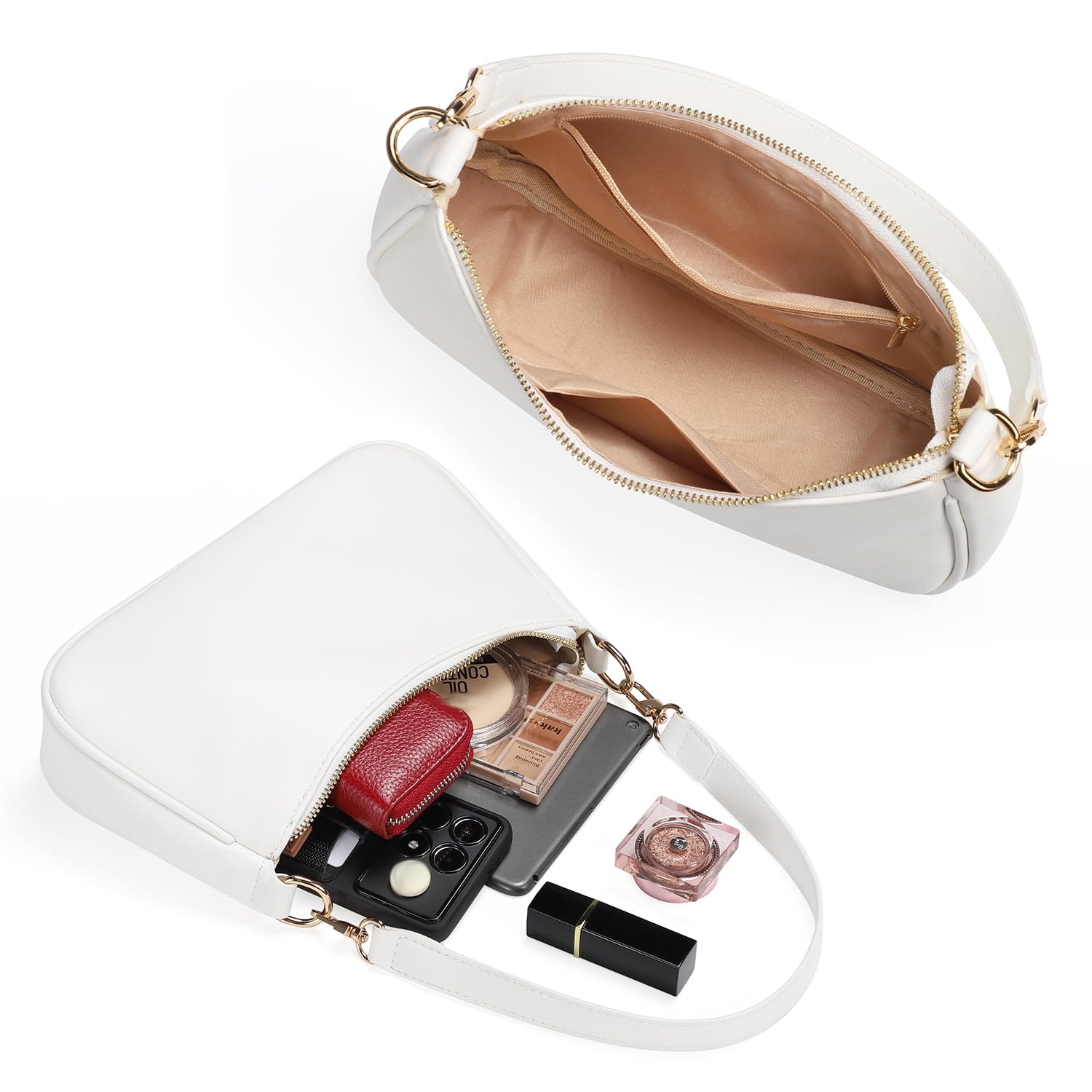 WantGor Clutch Tote Handtaschen, Umhängetasche für Frauen Crossbody Taschen Mini Hobo Bag Retro Vegan Leder Trendy Handtasche