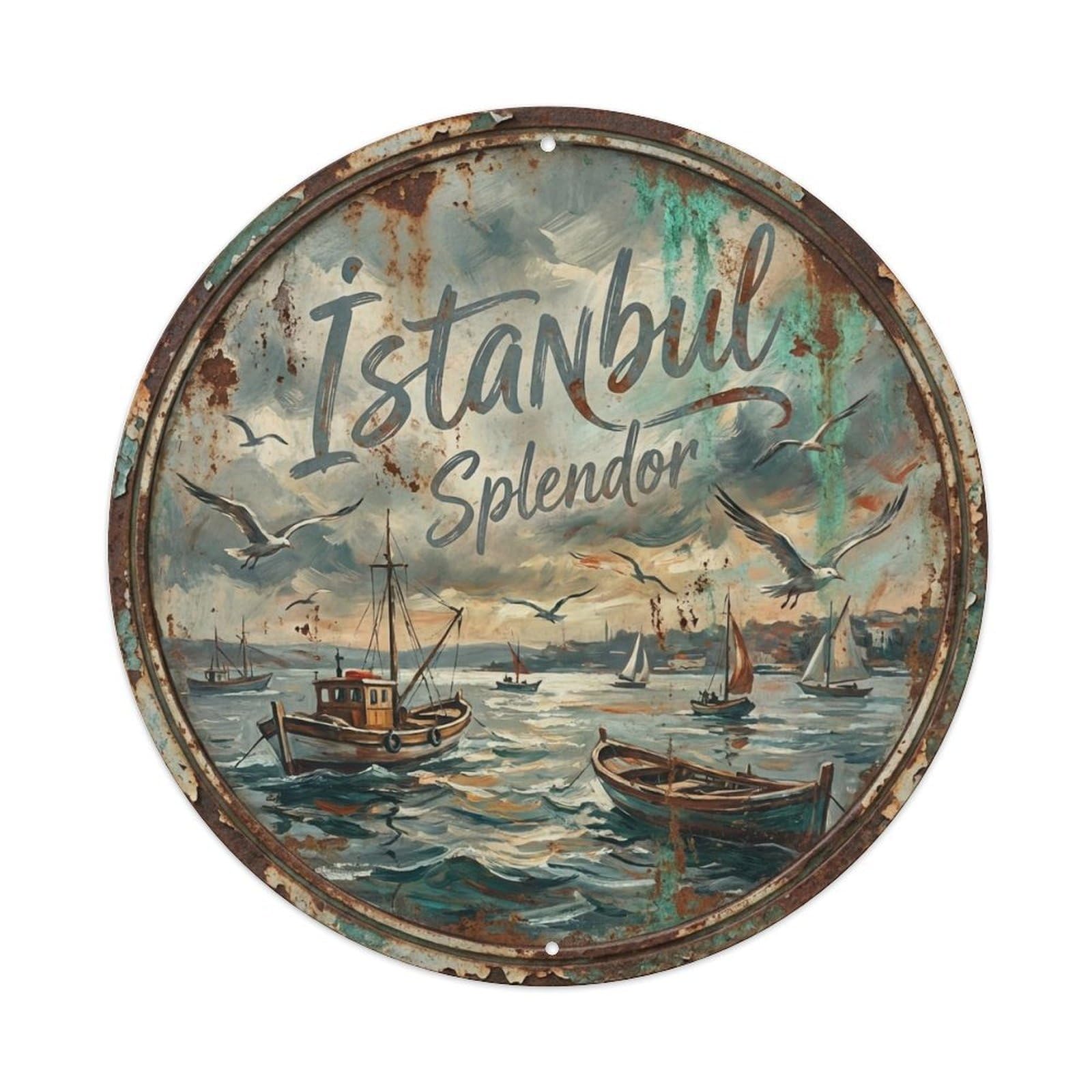 Vintage Travel Istanbul Turkey Splendor Vintage Metal Tin Sign Plaque Wall Decor for Cafe, Club Bar, Office, Garden Metal Poster 8x8Inch