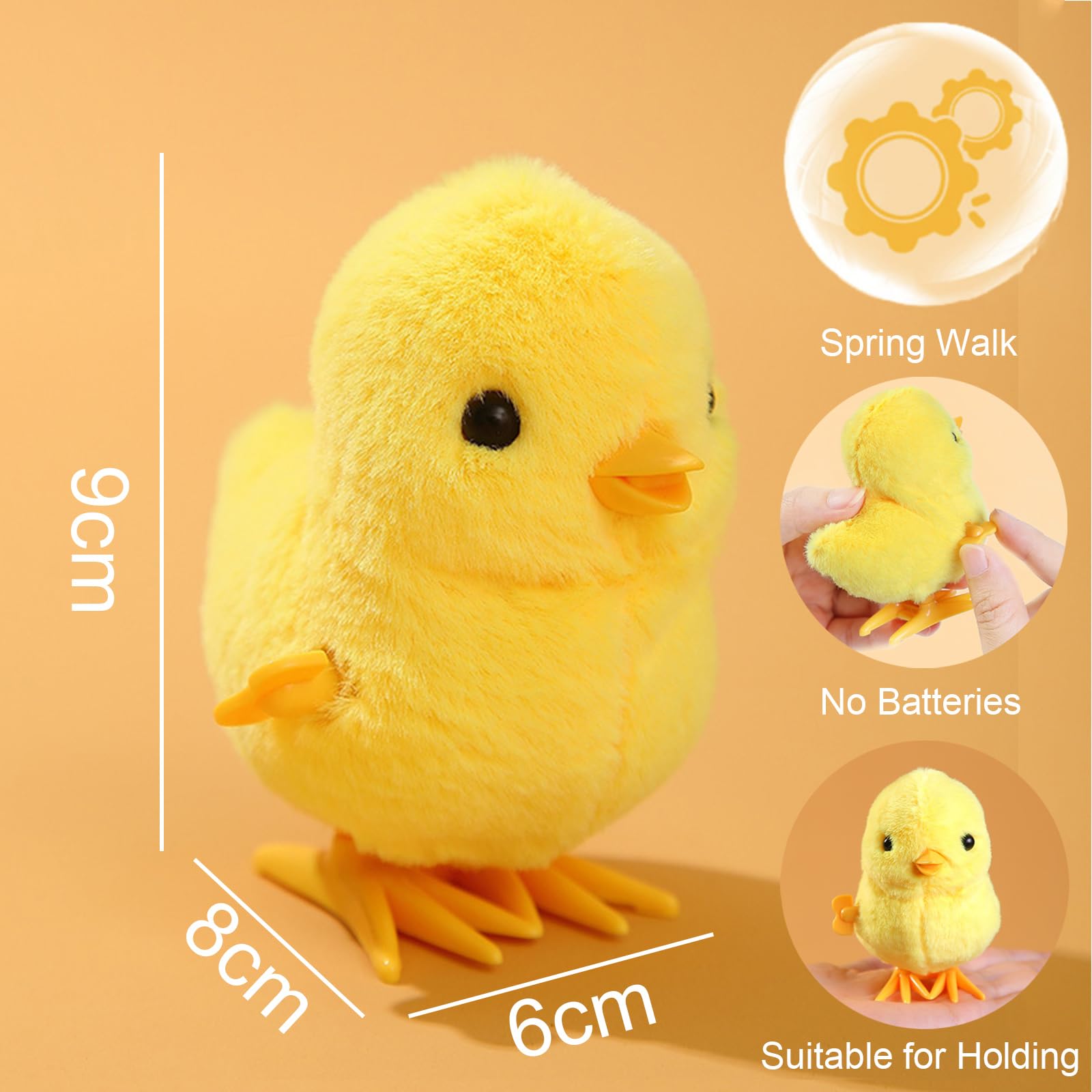 Mienocol 2 PCS Rabbit and Chicken Wind Up Toys Simulated Plush Rabbit and Chicken Toy for Kids,Funny Jumping Clockwork Toy for Easter Gift Easter Egg Hunt Basket Filler Party Favors - Image 2