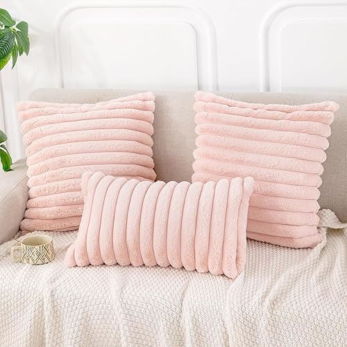 Miniatura 2 de HOMEBLESS - Juego de 2 fundas de almohada decorativas de felpa de piel sintética de doble cara, color rosa, paquete de 2 fundas de almohada de 18 x