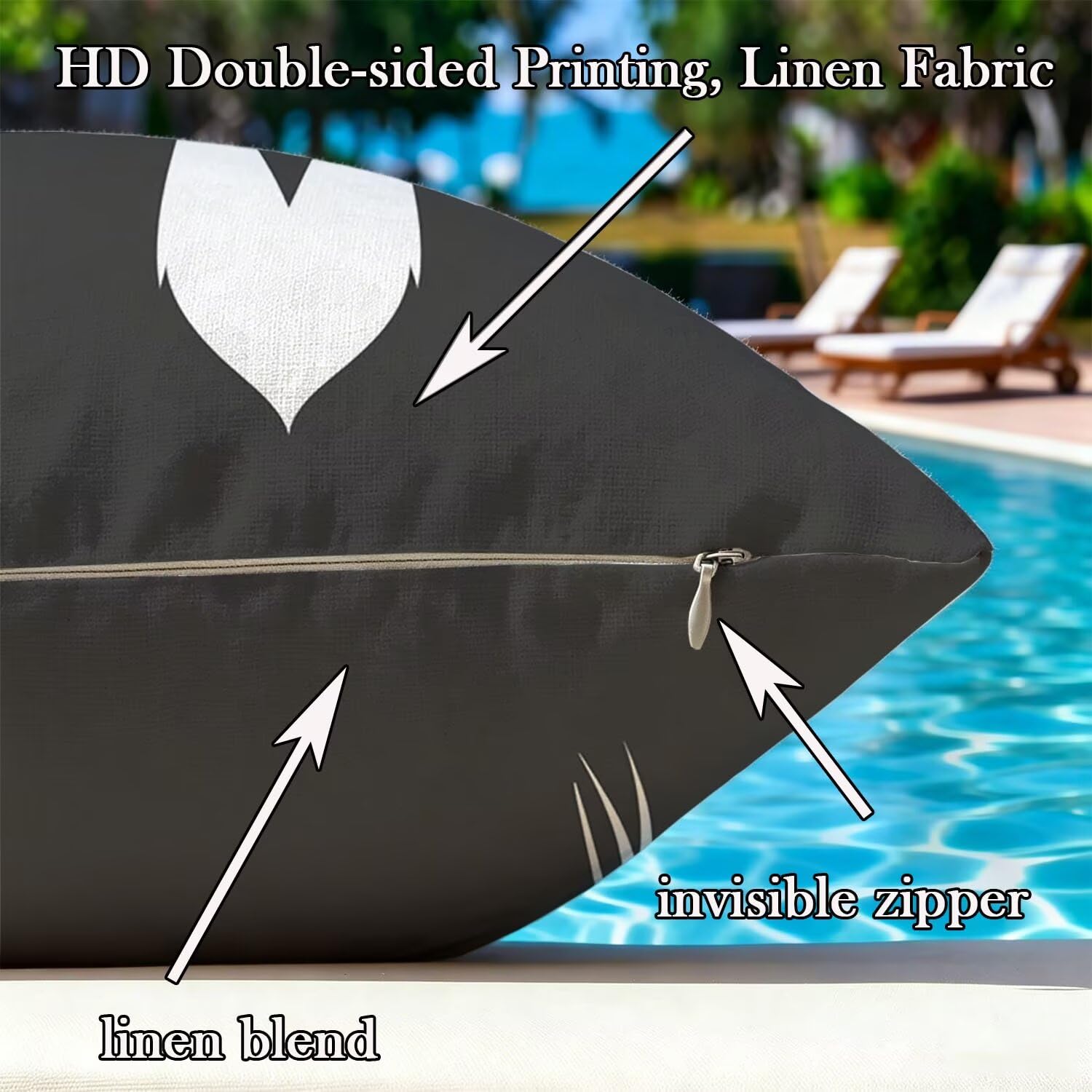 Kissenbezug 65x65cm Outdoor Kissen 2er Set nordisch REH Leinen Dekokissen