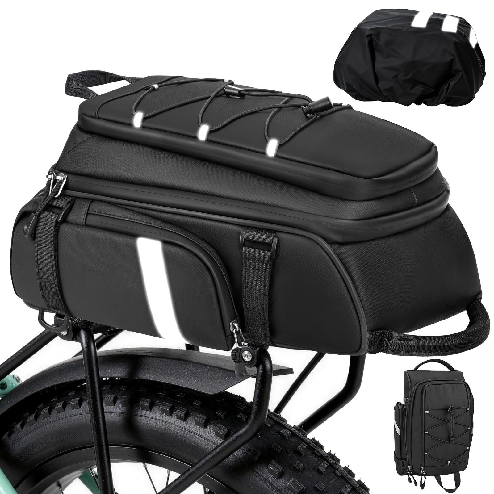 Desing Wish 15L 3IN1 Fahrradtaschen Gepäckträger Gepäckträgertasche Rucksack Wasserdicht Fahrradtasche Isoliertasche Kühltasche Fahrrad Taschen Hinten Packtaschen Fahradtaschen Zubehör mit Regenschutz Sport & Freizeit