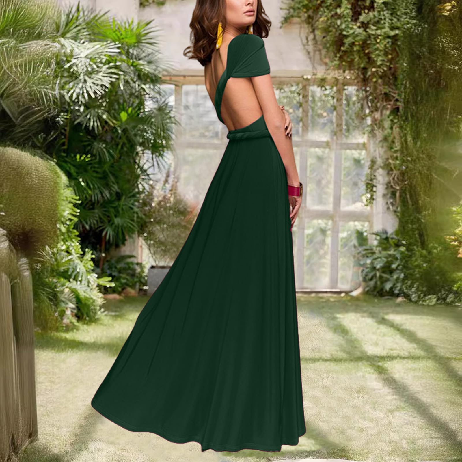 Vestidos Dama de Honor Largos Multiposicion Vestido de Invitada de Boda Elegantes Vestido Cruzado Convertibles Vestidos de Fiesta Vestido de Noche Cuello en V sin Mangas para Graduación Ceremonia