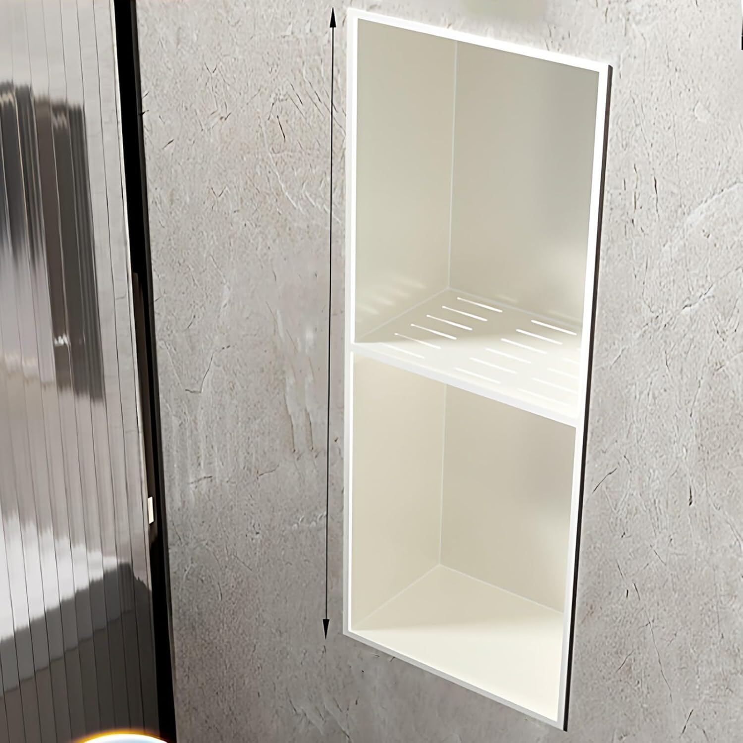 Stainless Steel Shower Niche, 1.25mm Thickened Recessed Wall Niche with Nano Anti-Stain Coating, Full-Welded Integrated Storage Shelf for Bathroom, Kitchen(White,700x280x125mm)