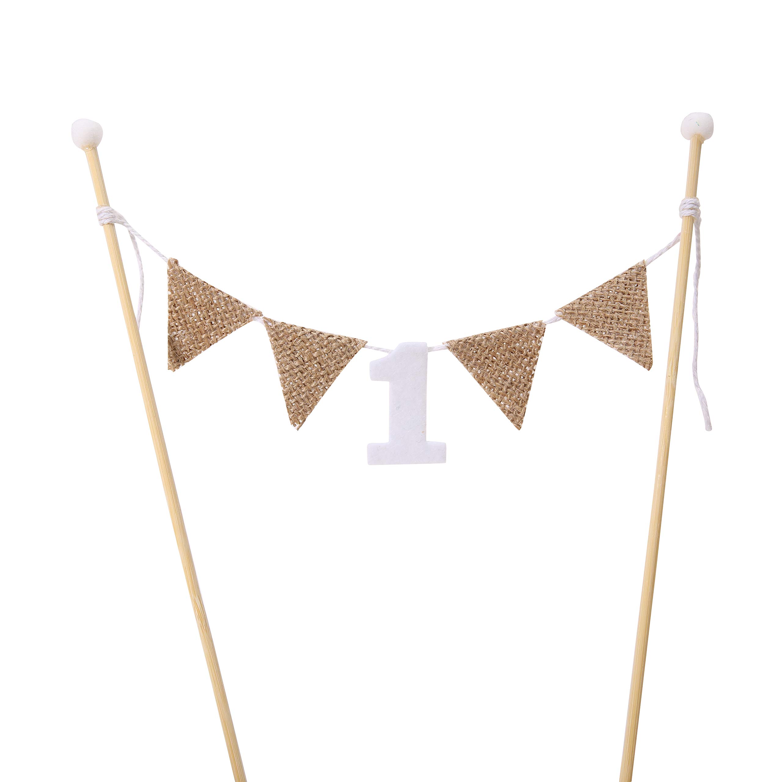 One in A Birthday Party Cake Flag - 1st Birthday Party Headband - Sparkled Birthday Baby Flag - Best Photo Booth Props and Backdrop Cake Smash (White-