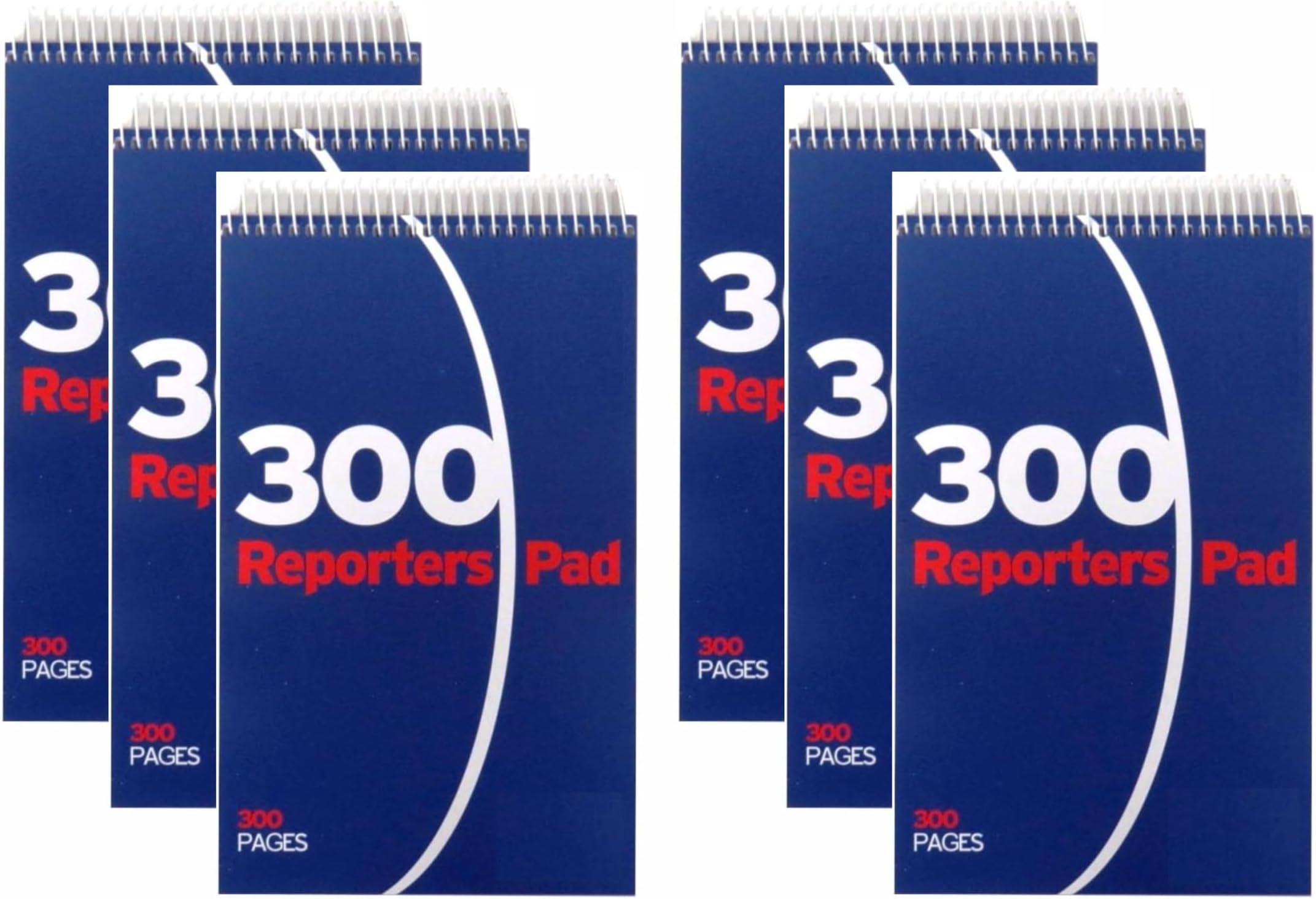 spiral reporter’s notepad wirebound notebook 210x124mm (Pack of 6 Pads, 300 pages)