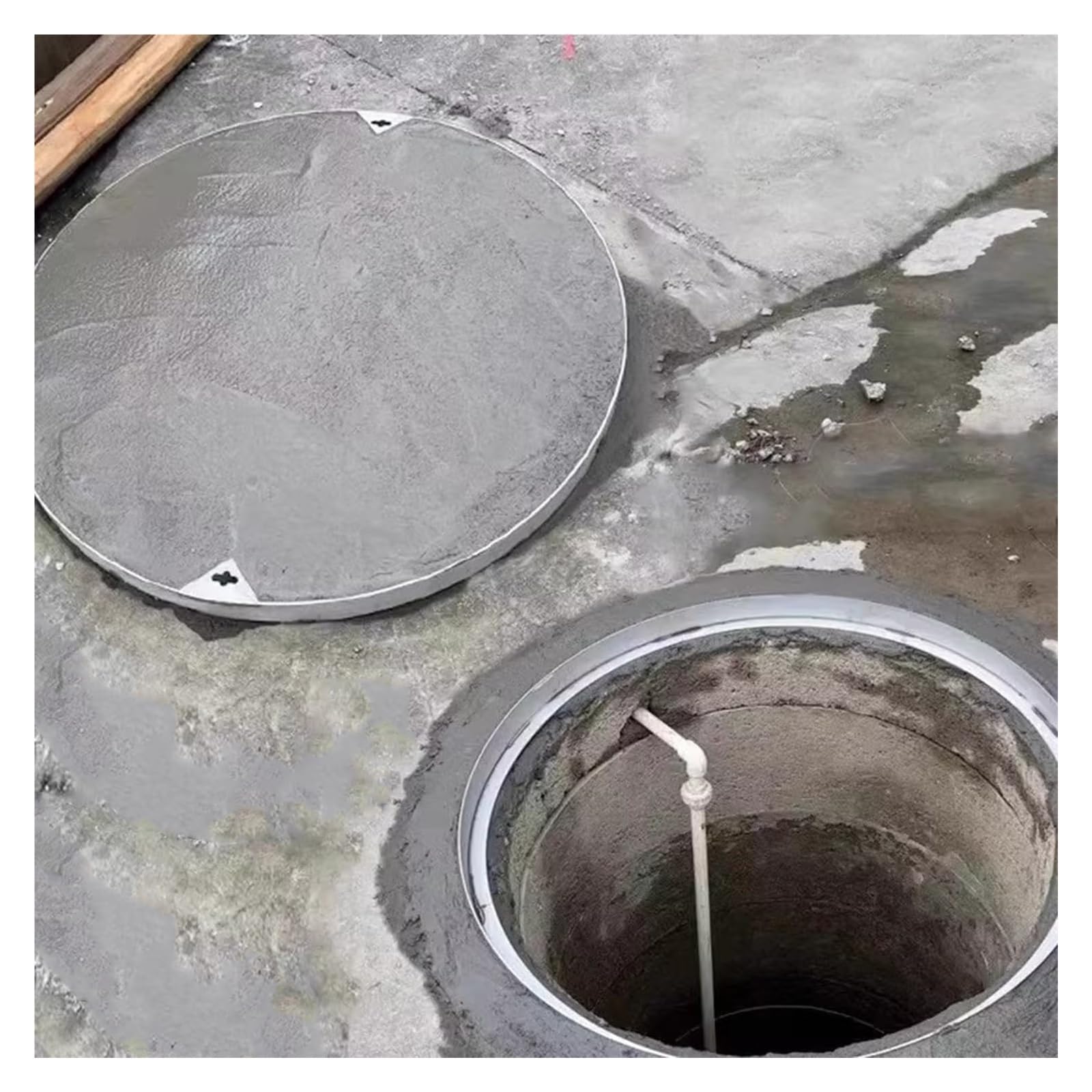 Cubierta redonda de acero inoxidable para cámara de inspección y tapa de acceso invisible para aguas residuales, patios, jardines y patios (diámetro de 400 mm)