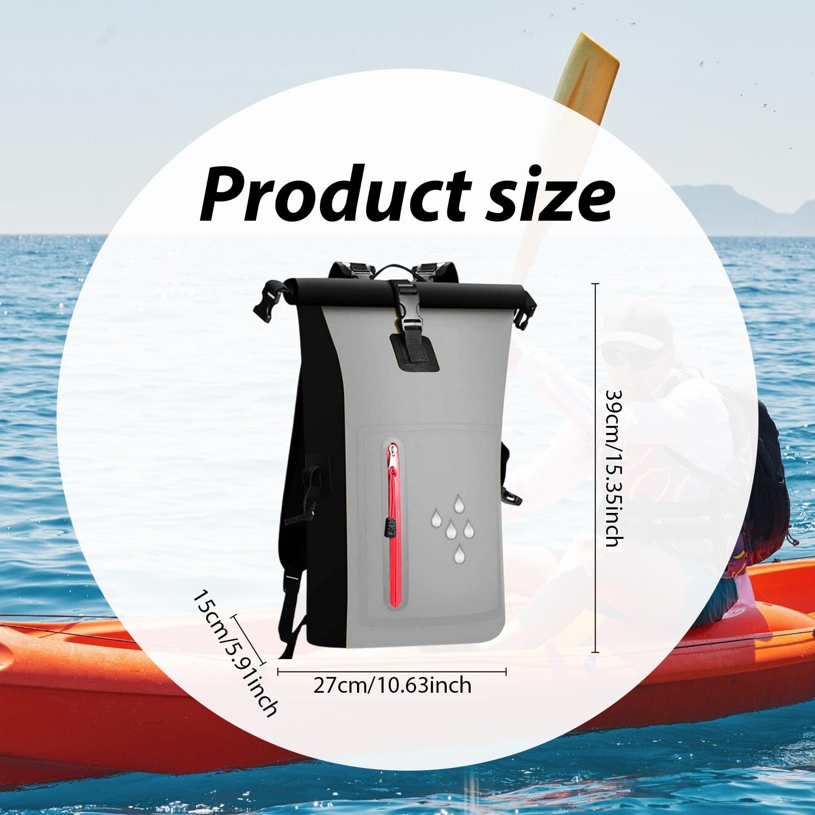 Wasserdichter Packsack, 25 Liter, reißfest, schwimmfähig, wasserdichter Rucksack für Kajak, Boot, Outdoor-Camping
