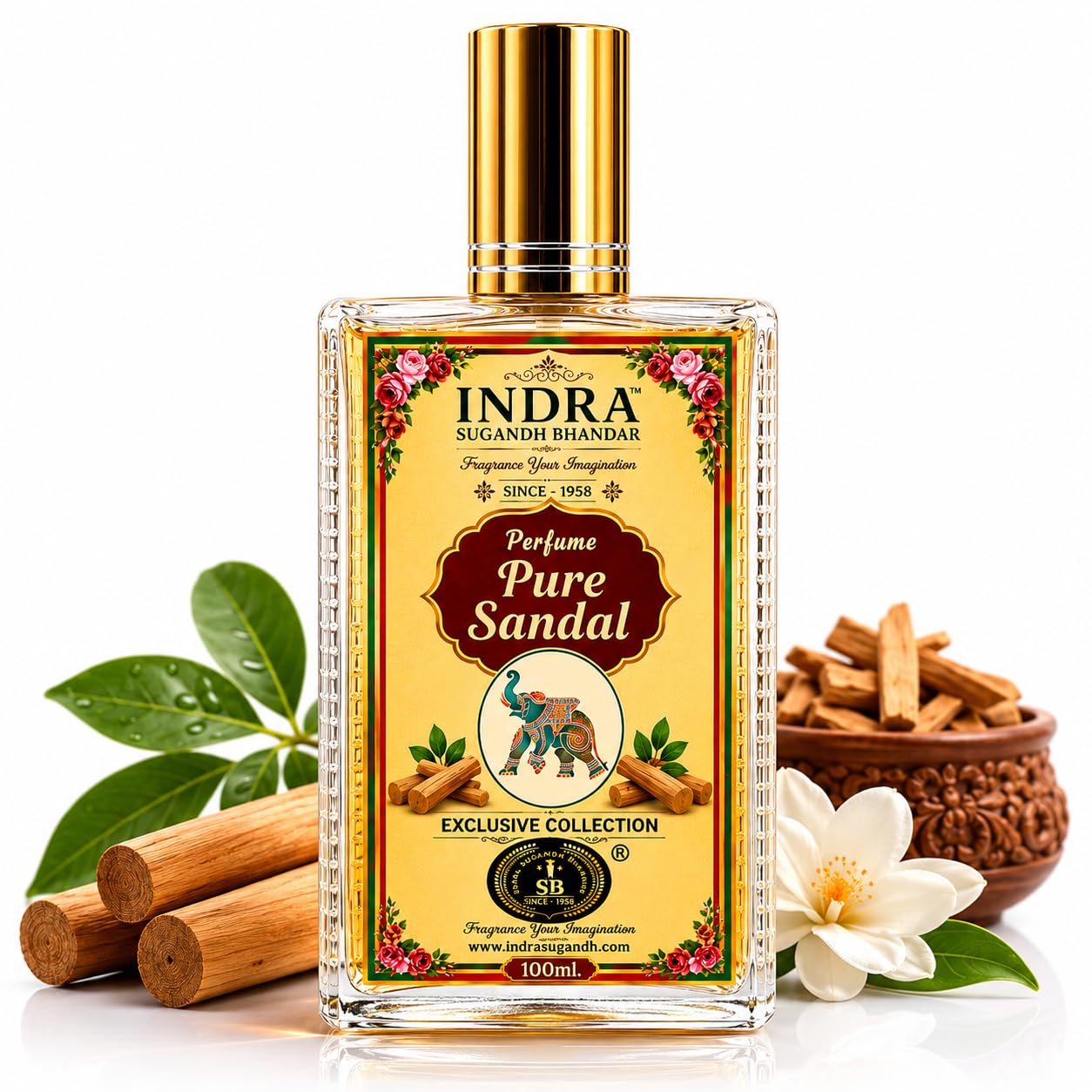 INDRA SUGANDH BHANDAR Luxury Perfume For Men|Women Mysore Sandal Pure & Natural Chandan Fragrance Extreme Long Lasting Fragrance 100ml Spray Pack-image-11