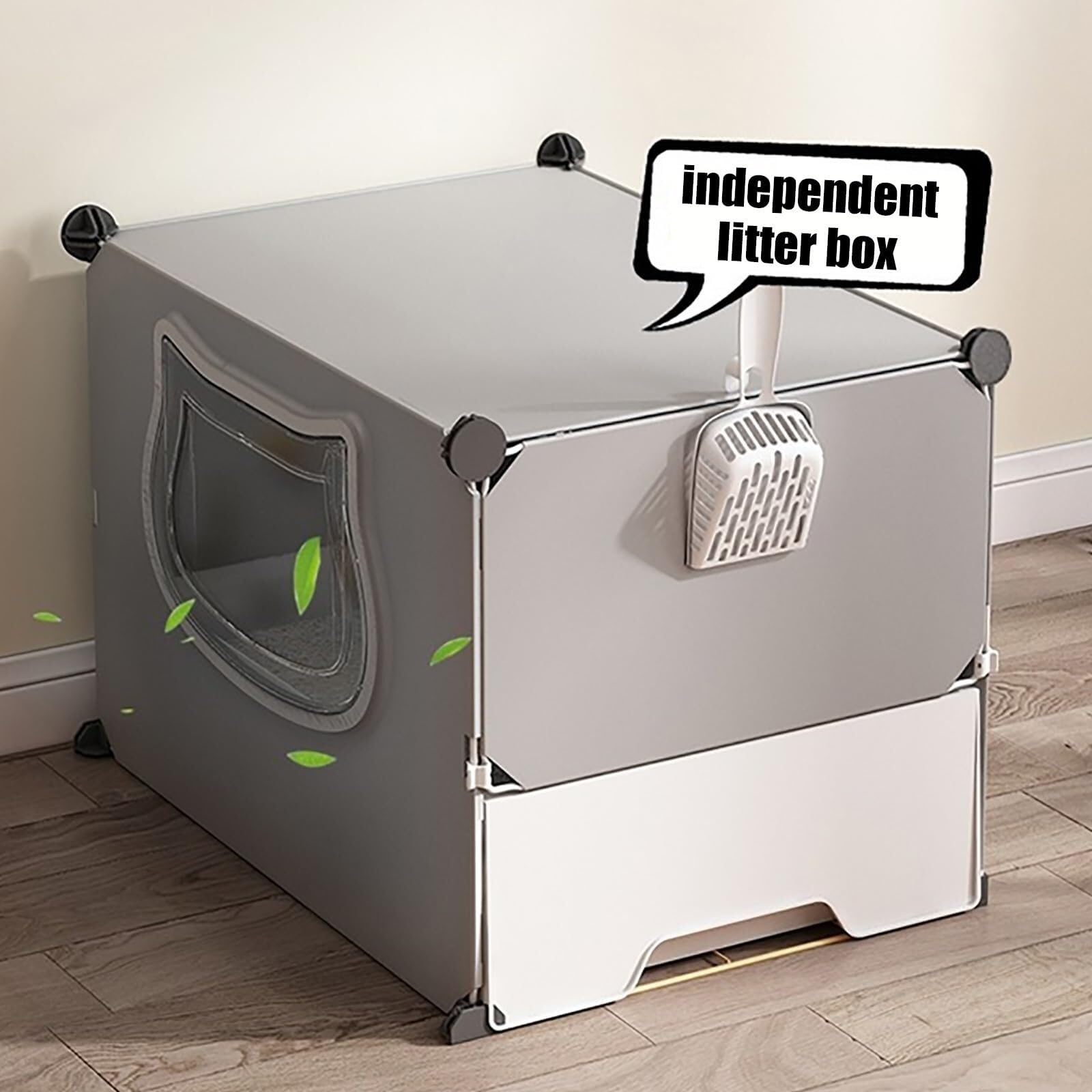 HYJYGM Katzenkäfig den Innenbereich, zusammenklappbarer Haustierkäfig, Katzenlaufstall, herausziehbare Katzentoilette mit Katzenstreu, Metalldraht-Zwingerkiste, für Katzen, kleine Tiere, weiß, L B x 1