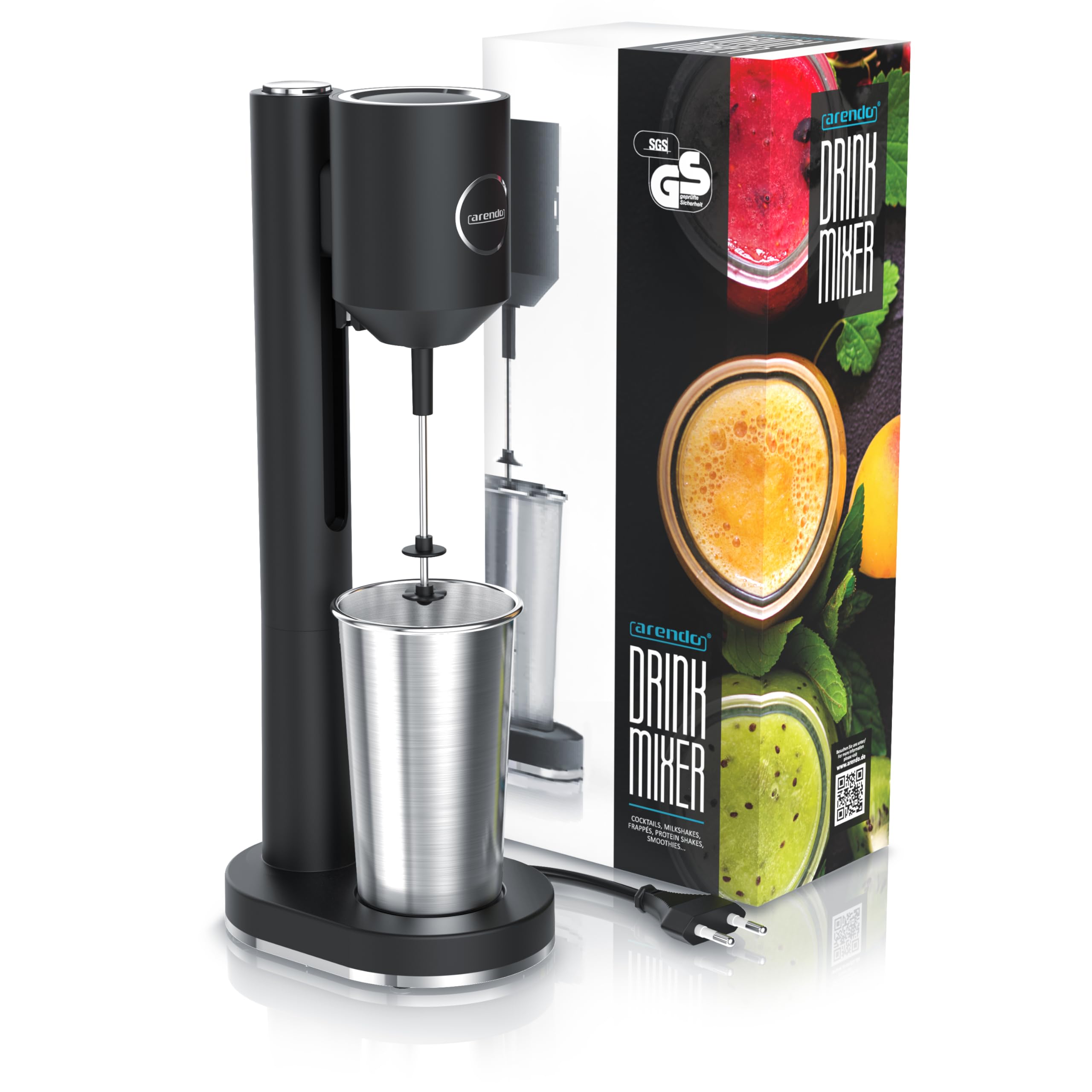 Arendo - Frullatore per bevande - Drink Mixer - Brocca da 500 ml - 100 W - 22.000 giri min - 2 regolazioni di velocità - Smoothies Milkshake Cocktail