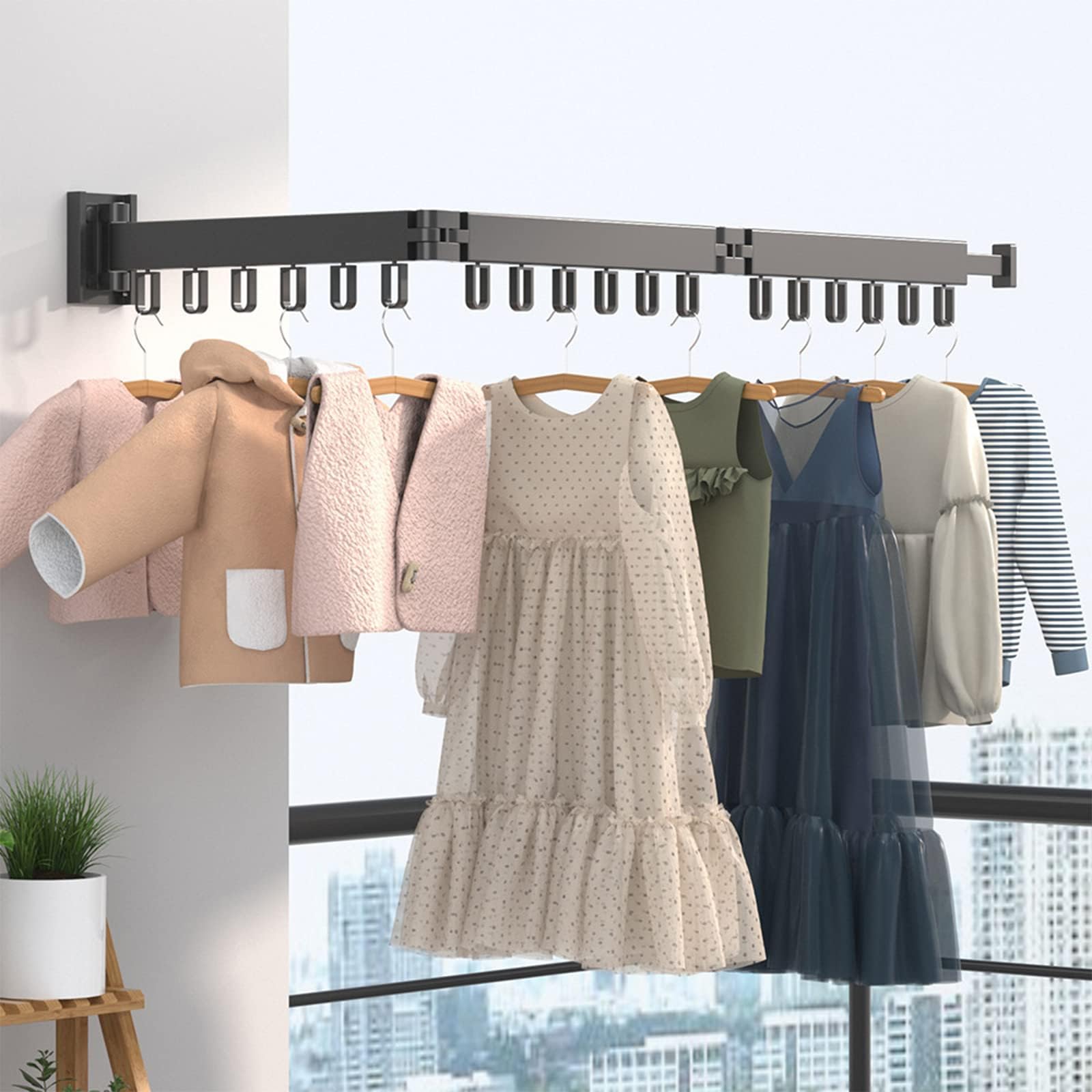 FAXIOAWA Tendedero de Ropa, Tendedero montado en la Pared Plegable retráctil (tríptico) Tendedero de Ropa, Tendedero de lavandería para el hogar
