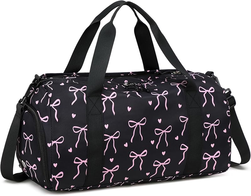 Kids Duffle Bag for Girls, Lightweight Kids Overnight & Weekender Travel Bag with Shoe Compartment and Wet Pocket, Cute Duffel Bags for Toddler Dance, Girls Sleepovers, Gym & Weekend Trips