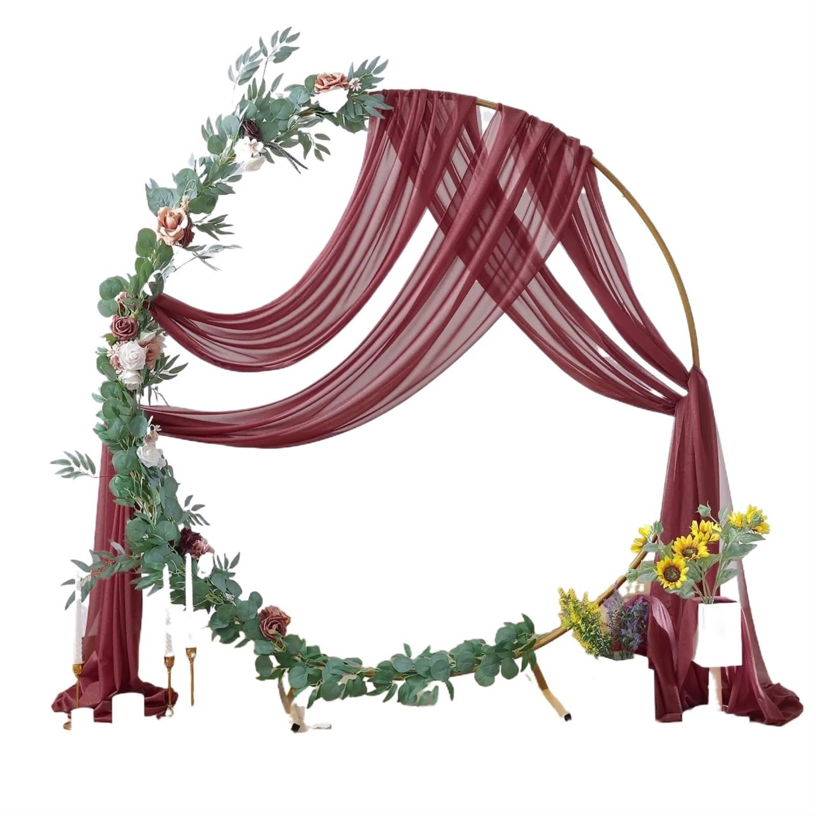 Tissu de drapage d'arc mariage bordeaux facile à installer pour fête 6M