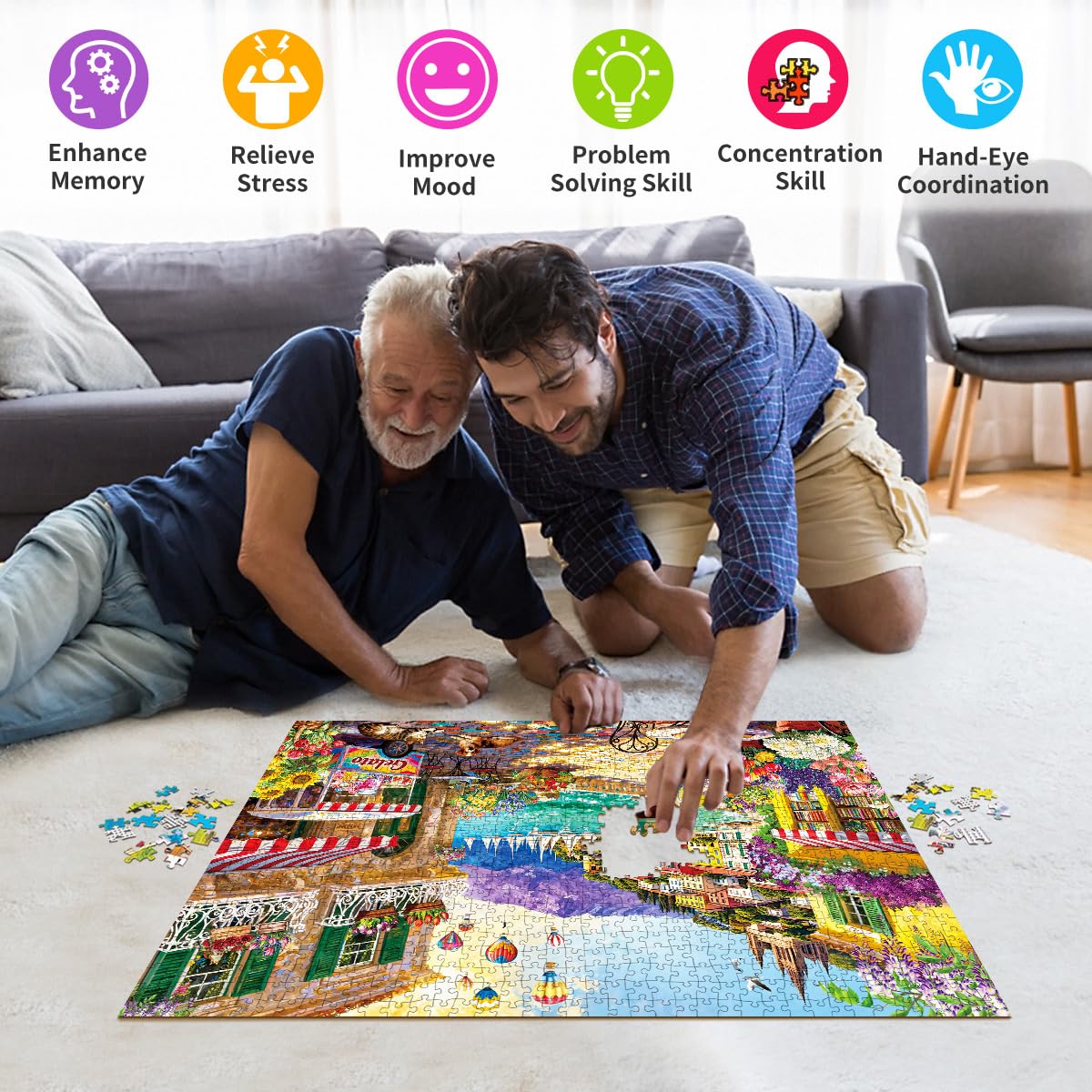 Puzzle 1000 elementów dla dorosłych, klasyczna gra edukacyjna, piękna dekoracja, romantyczna wyspa, prezenty