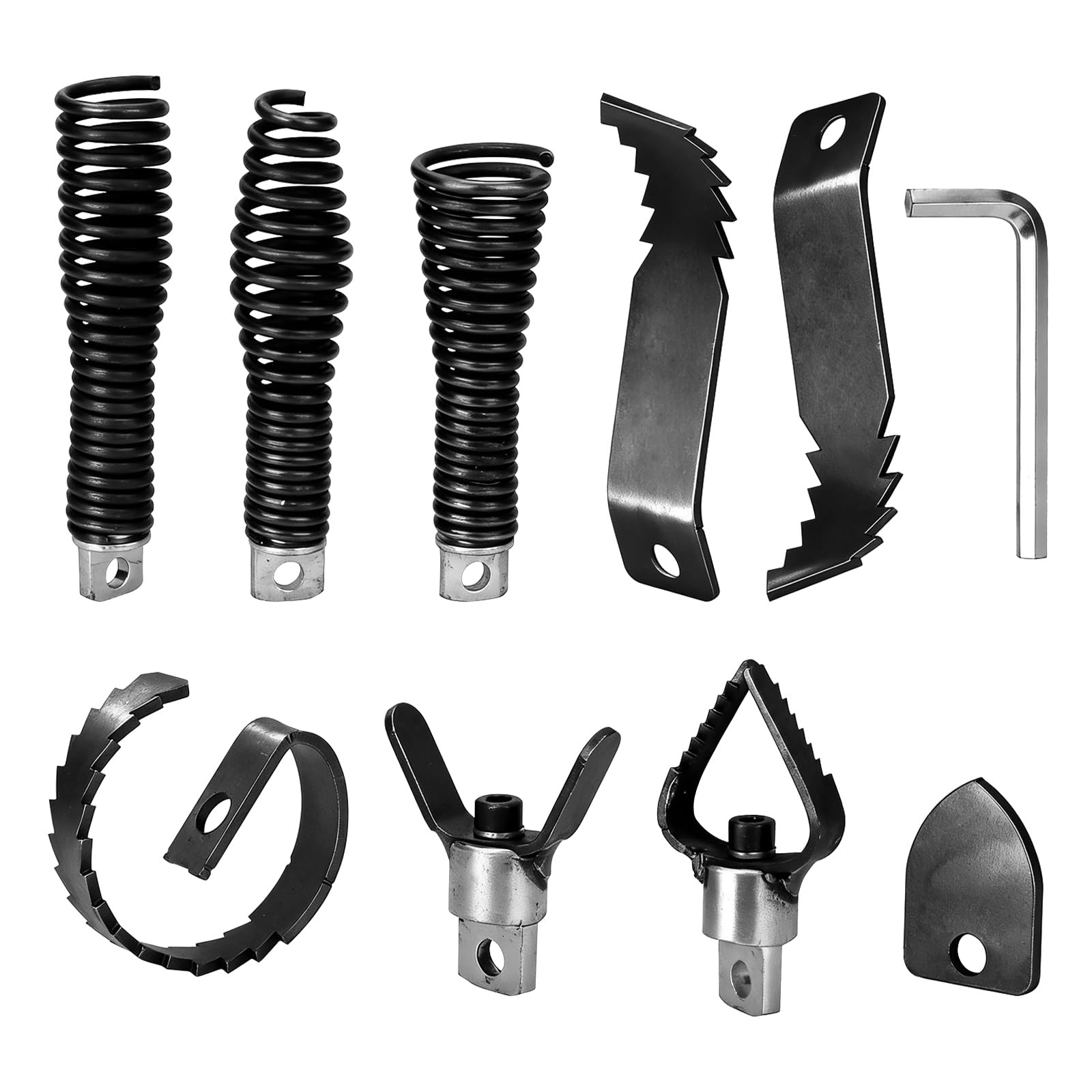 Kit de 9 têtes de rechange pour tarière de vidange avec clé hexagonale pour câble 1,9 cm